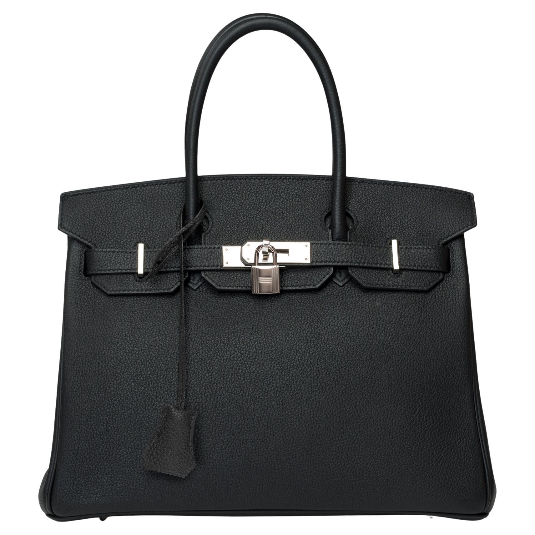 Splendid Hermes Birkin 30 handbag in Black Togo leather, SHW For Sale