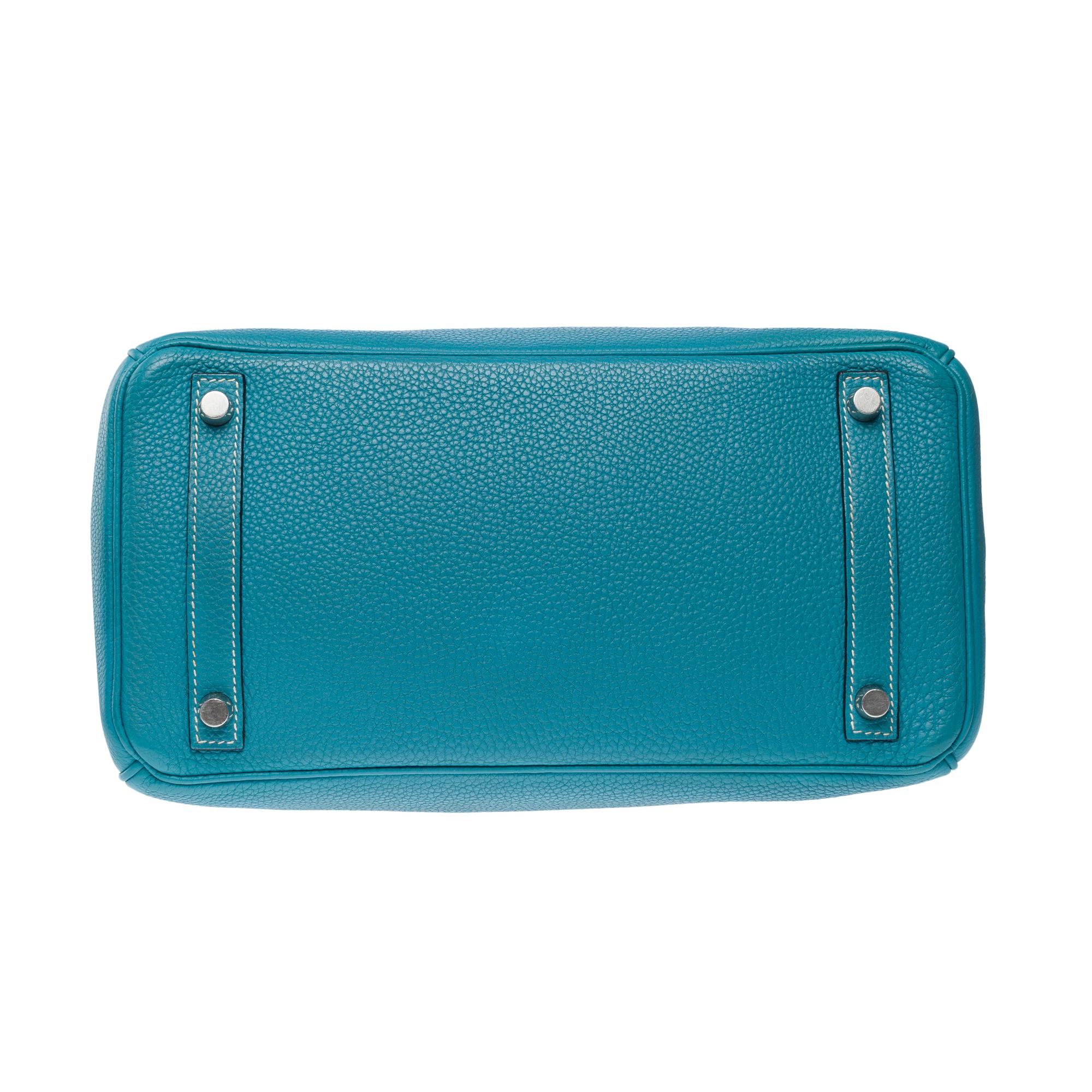 Splendid Hermes Birkin 30 handbag in Blue Jean Togo leather, SHW For Sale 7