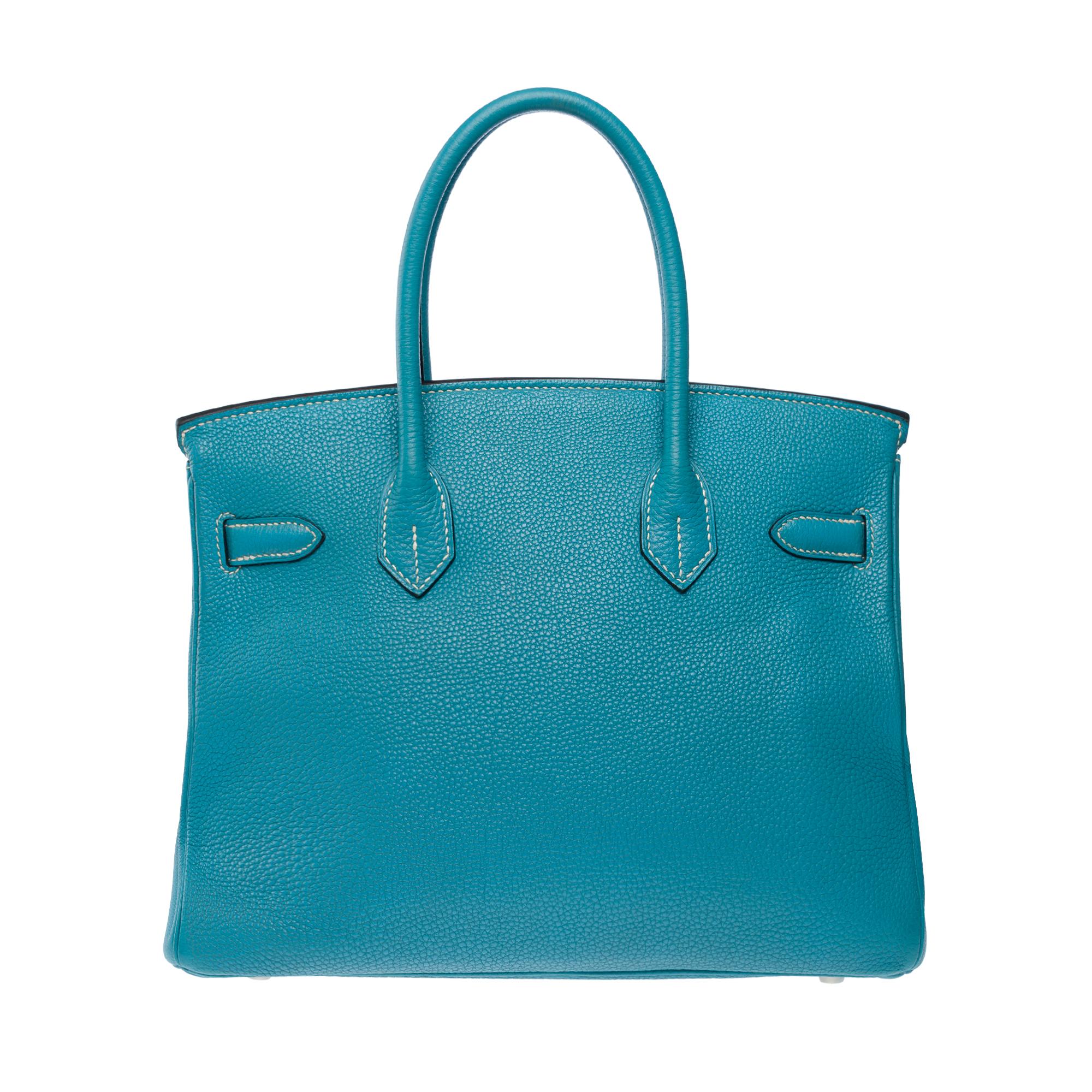 Women's Splendid Hermes Birkin 30 handbag in Blue Jean Togo leather, SHW For Sale
