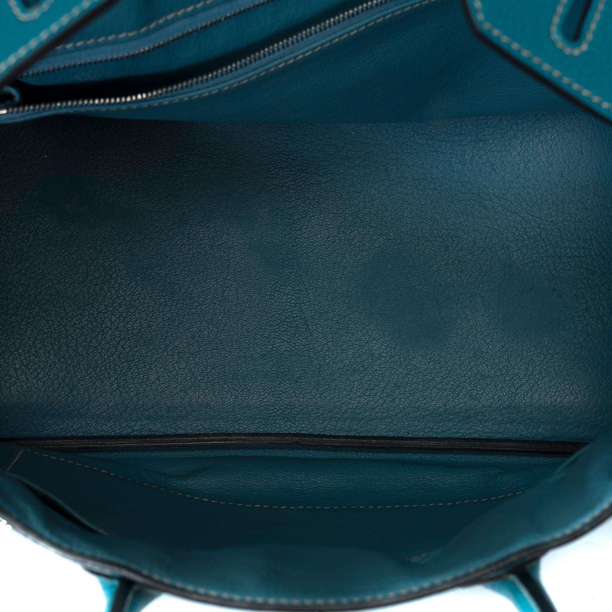Splendid Hermes Birkin 30 handbag in Blue Jean Togo leather, SHW For Sale 5