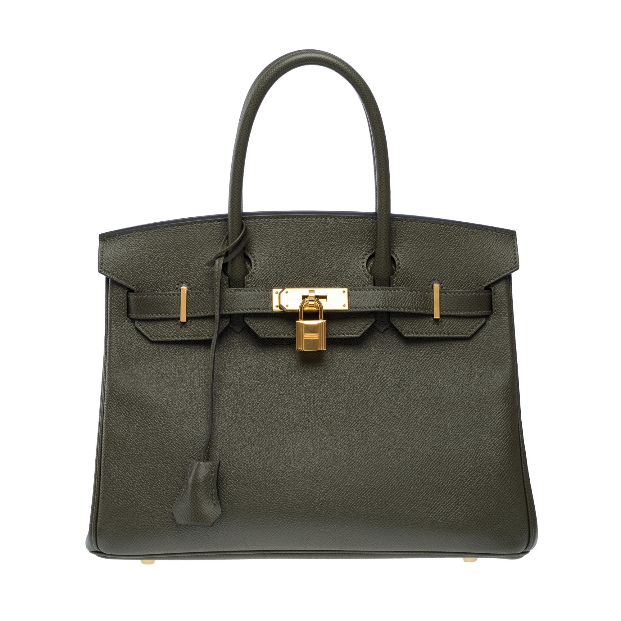Splendide sac à main Hermès Birkin 30 en cuir Epsom Vert de Gris, SHW Neuf - En vente à Paris, IDF
