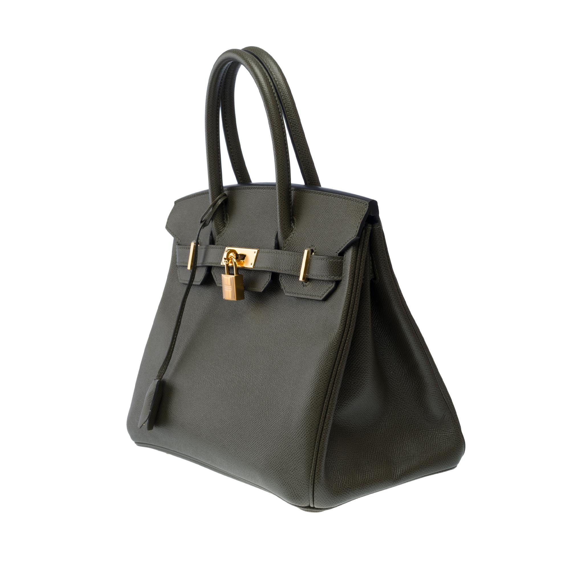 Women's Splendid Hermes Birkin 30 handbag in Vert de Gris Epsom leather, SHW For Sale