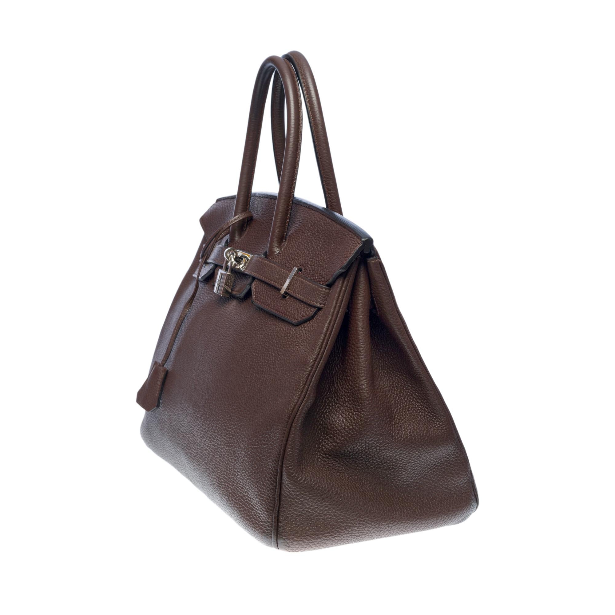 Gray Splendid Hermès Birkin 35 handbag in brown Taurillon Clémence leather, SHW
