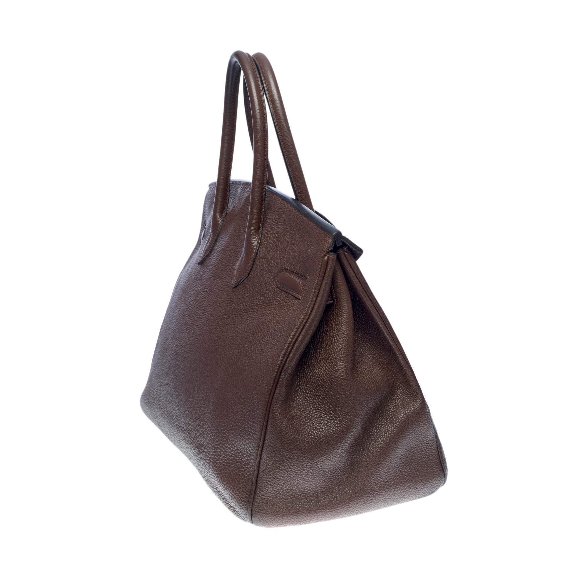 Splendid Hermès Birkin 35 handbag in brown Taurillon Clémence leather, SHW In Good Condition In Paris, IDF
