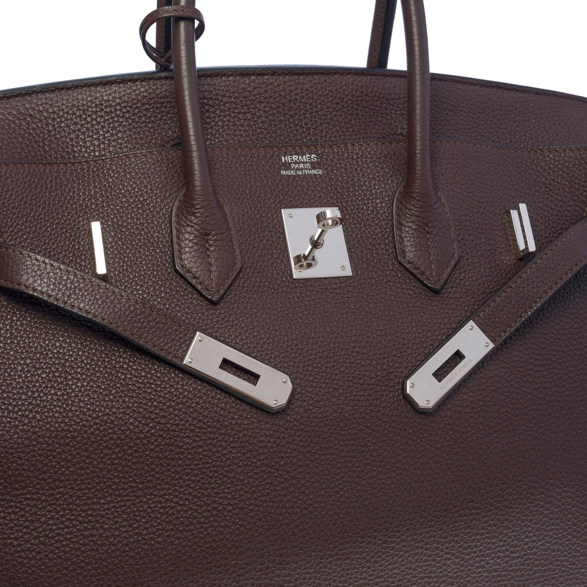 Women's or Men's Splendid Hermès Birkin 35 handbag in brown Taurillon Clémence leather, SHW