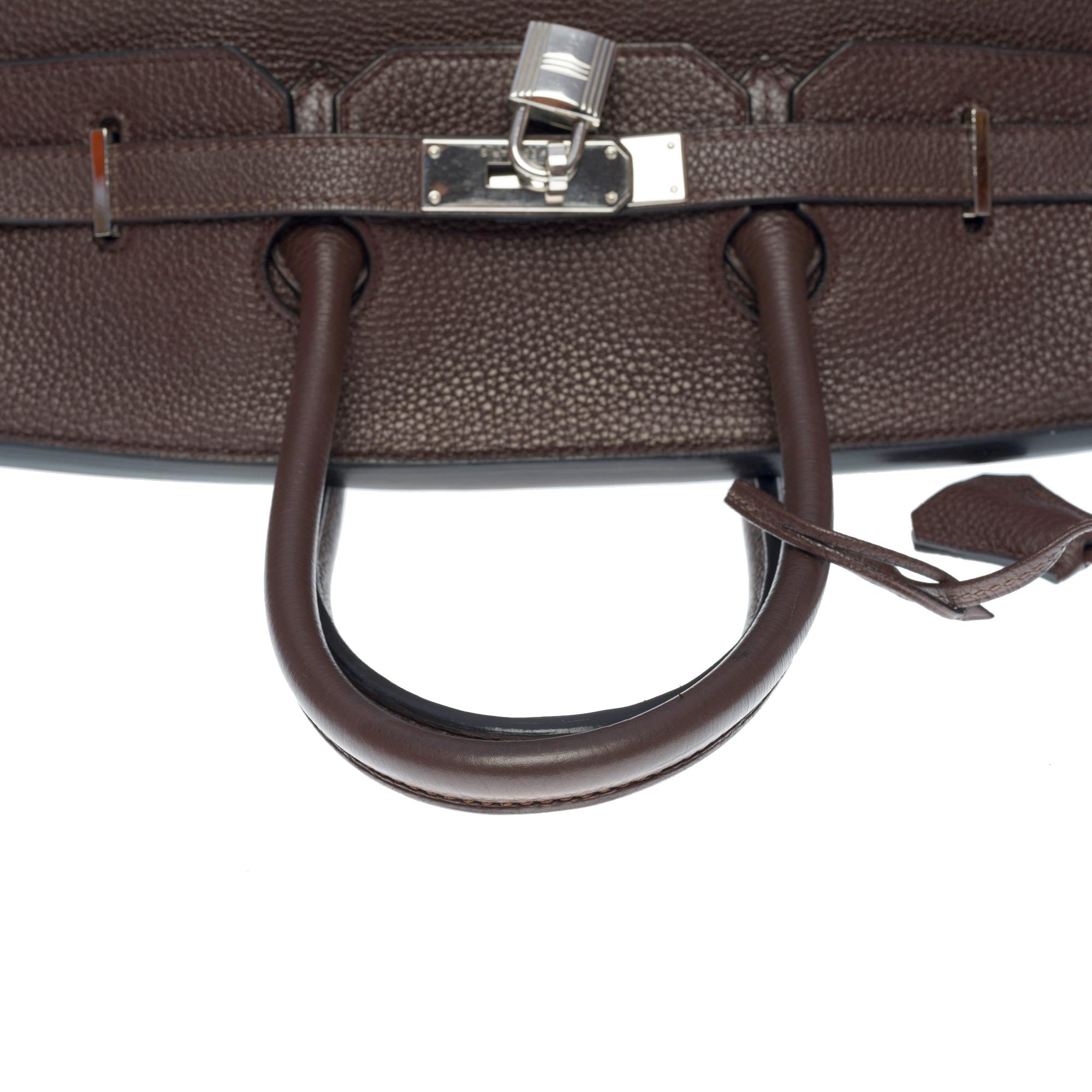 Splendid Hermès Birkin 35 handbag in brown Taurillon Clémence leather, SHW 3