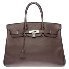 Splendid Hermès Birkin 35 handbag in brown Taurillon Clémence leather, SHW