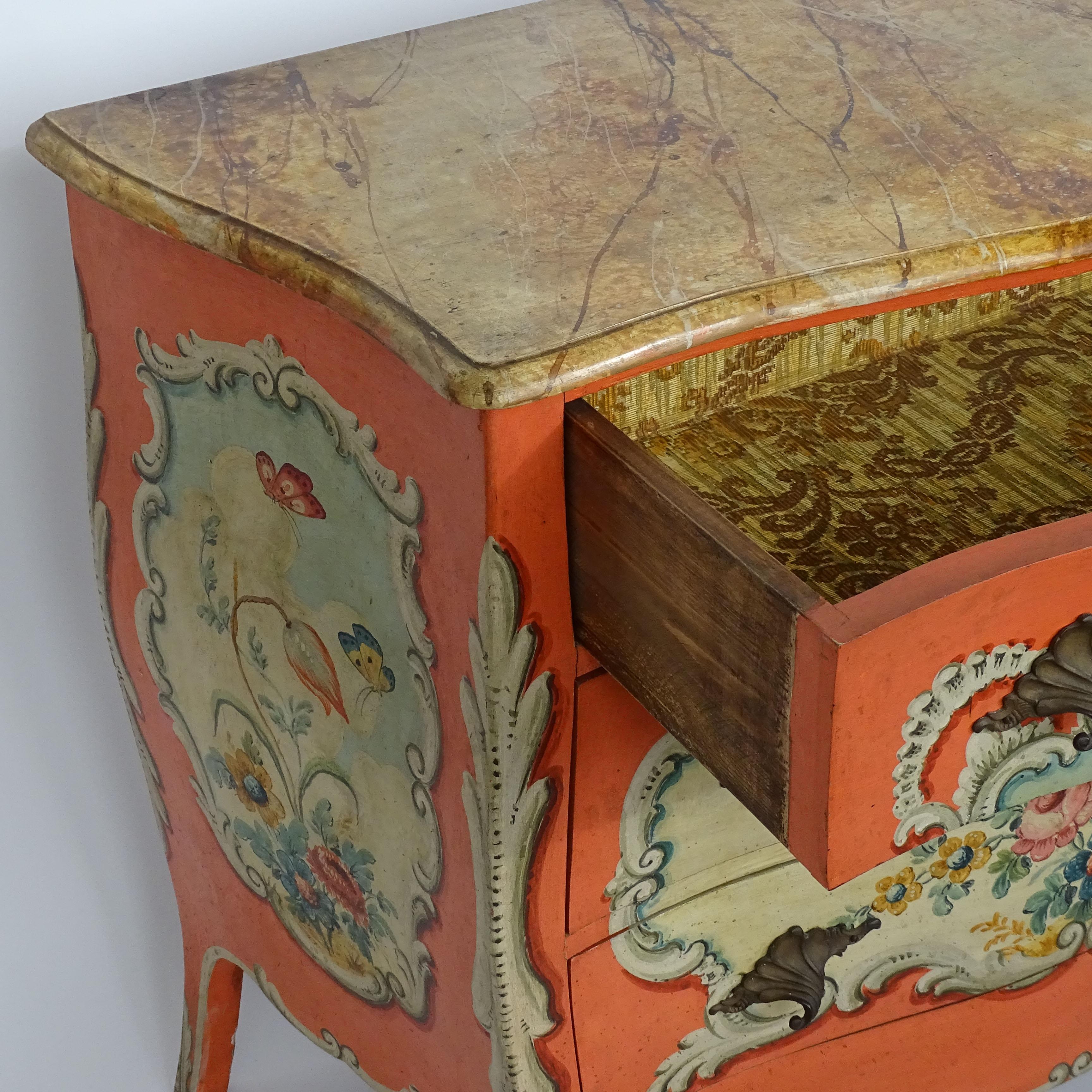 Mid-20th Century Splendid Italian 1940s Flowers and Butterflies Painted Commode For Sale