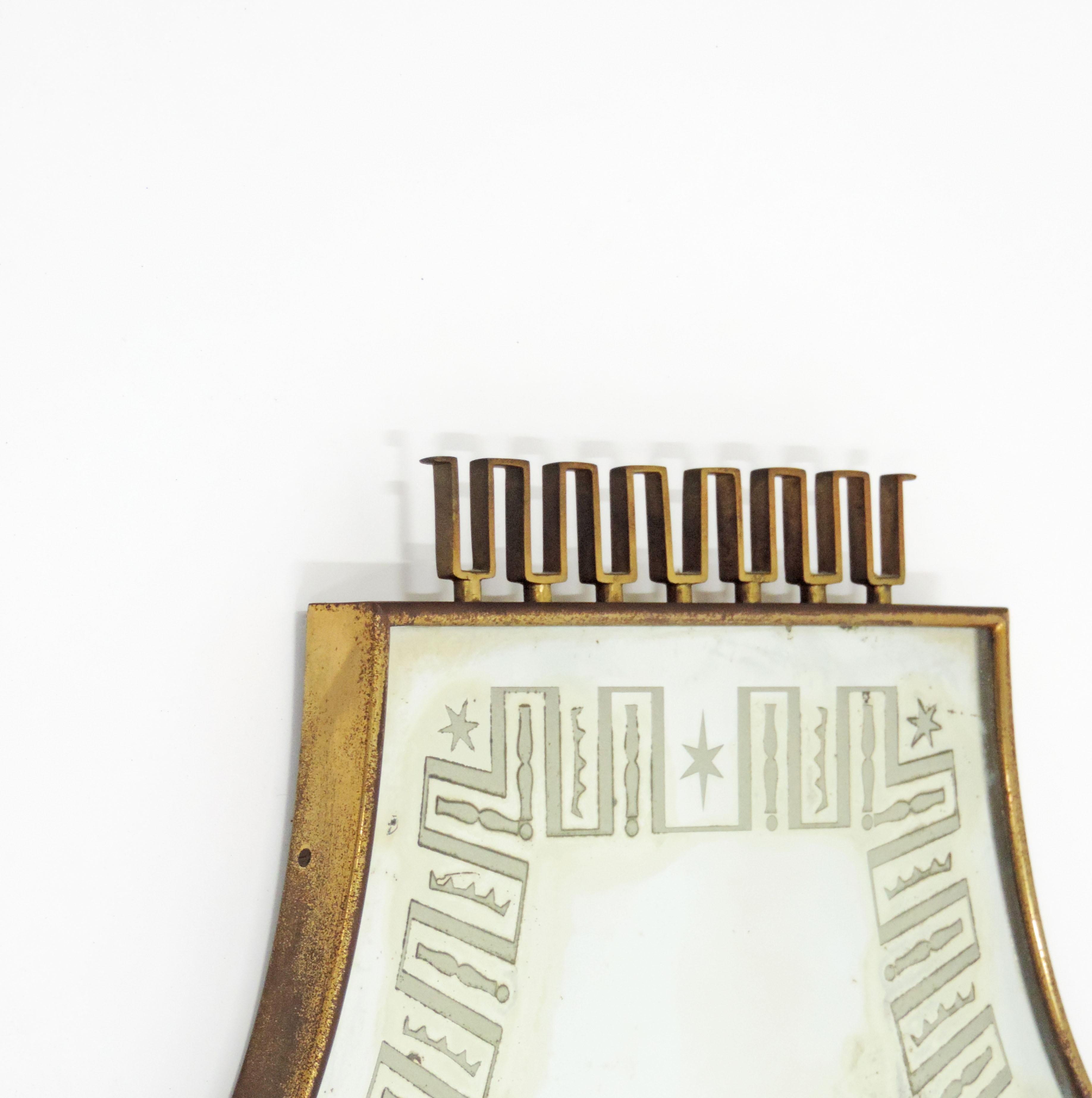 Brass Splendid Italian 1940s Wall Mirror
