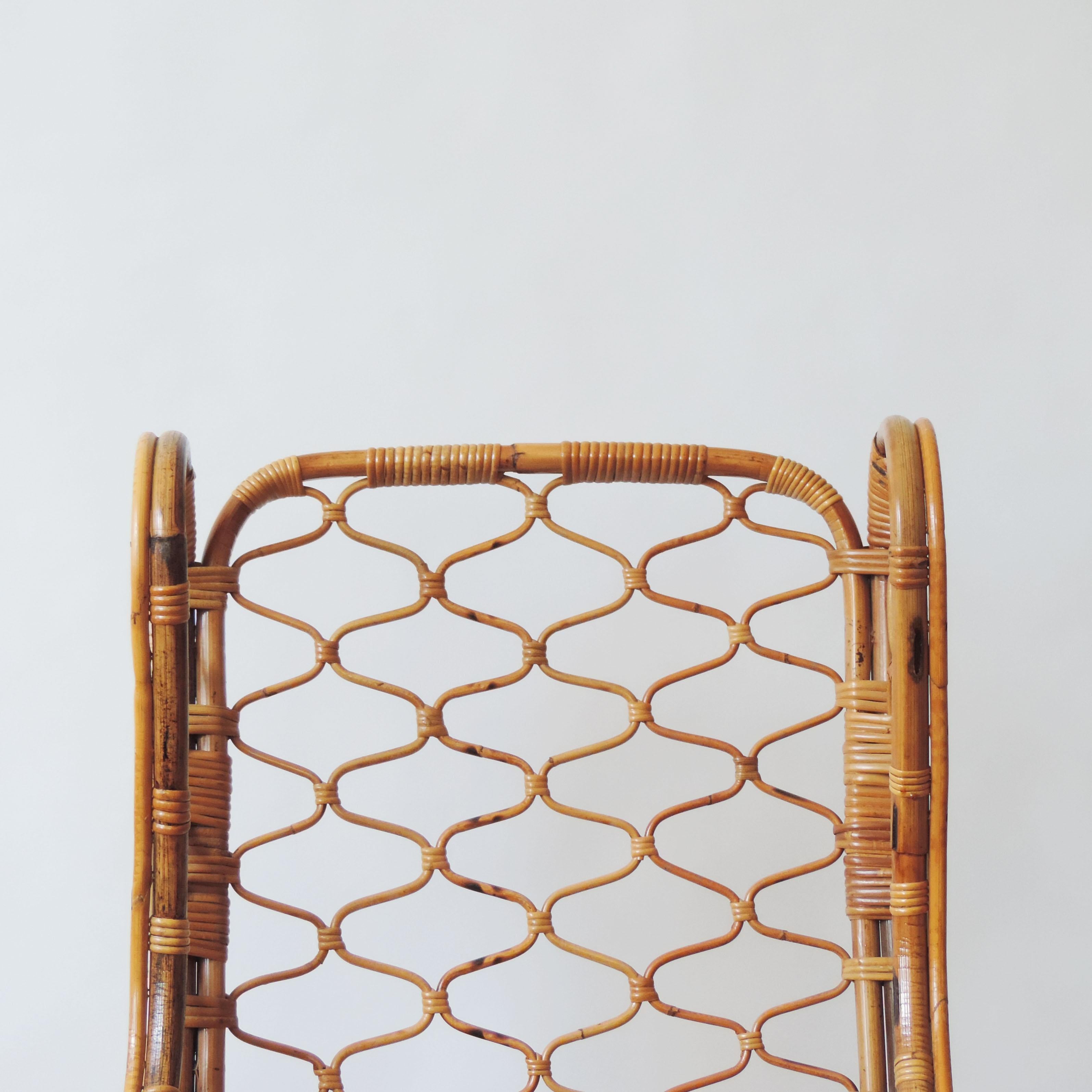Intricate Italian 1950s bamboo armchair.