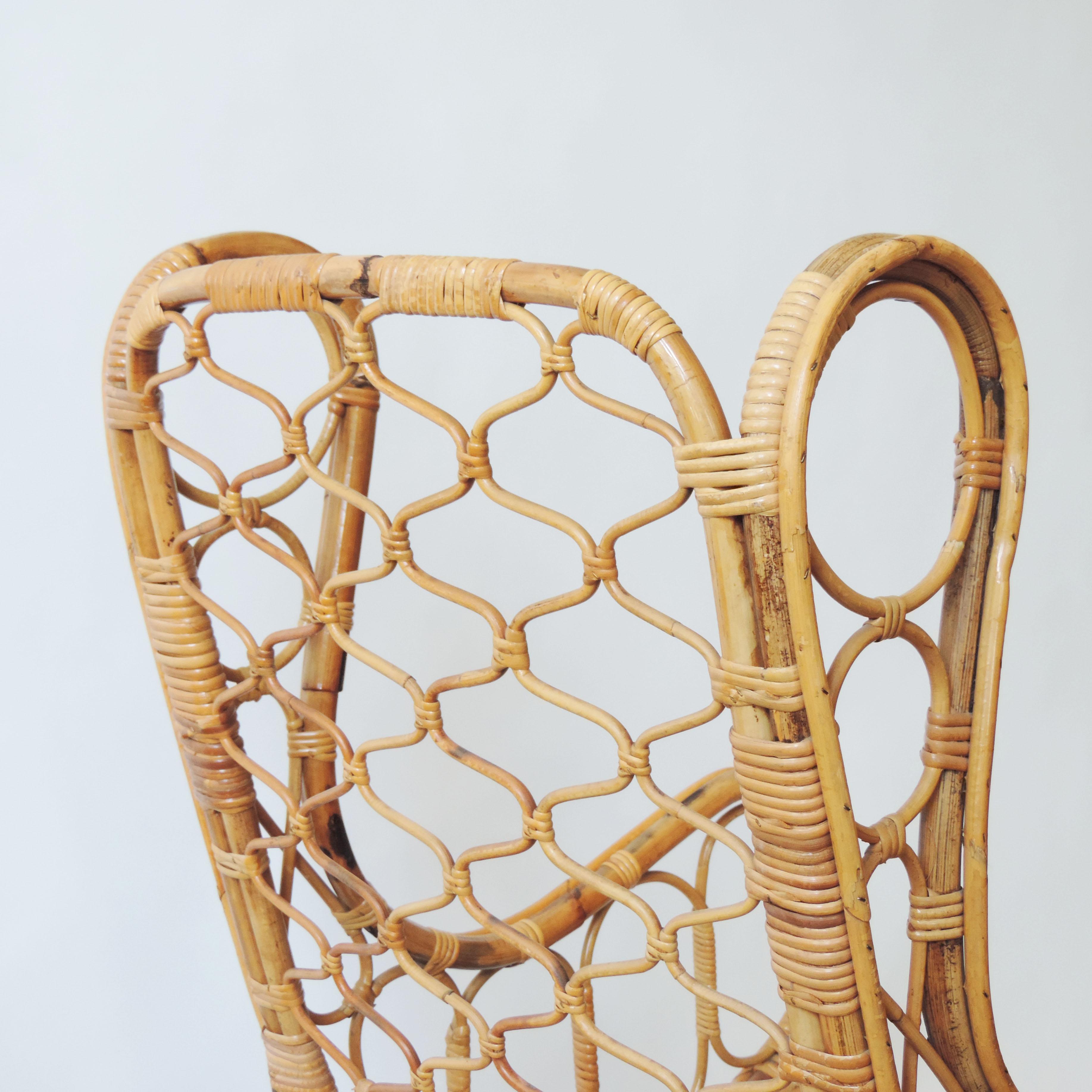 Mid-20th Century Splendid Italian 1950s Bamboo Armchair For Sale
