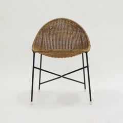French duo Georges and Hermine Laurent Wicker and Metal Chair, 1950s