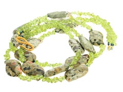 Fascinating Splendid Sparkling Real Peridot & Jasper Triple Strand Necklace