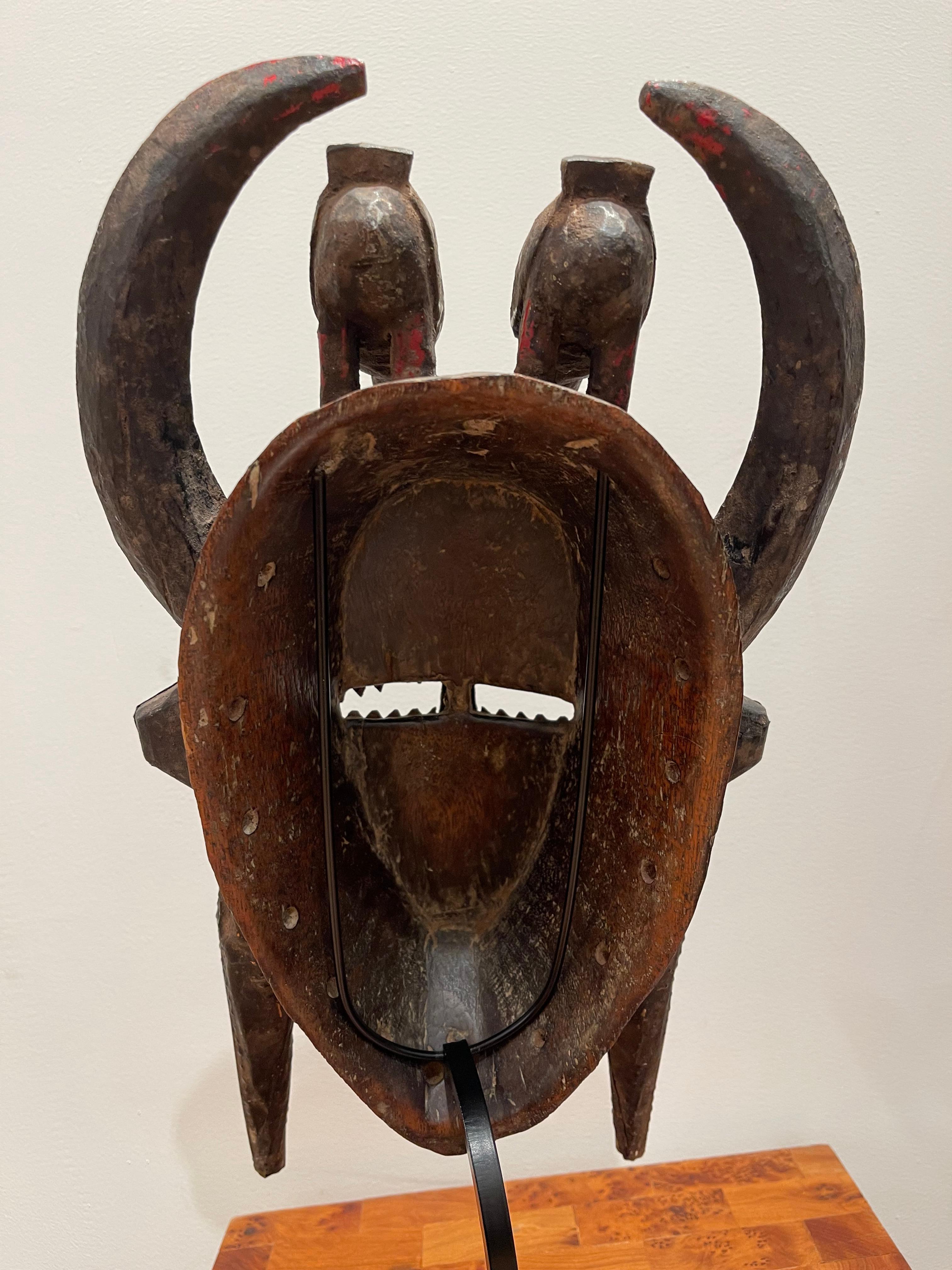 Wood Splendid Kpélié Mask, Sénoufo population, Ivory Coast 1950 For Sale