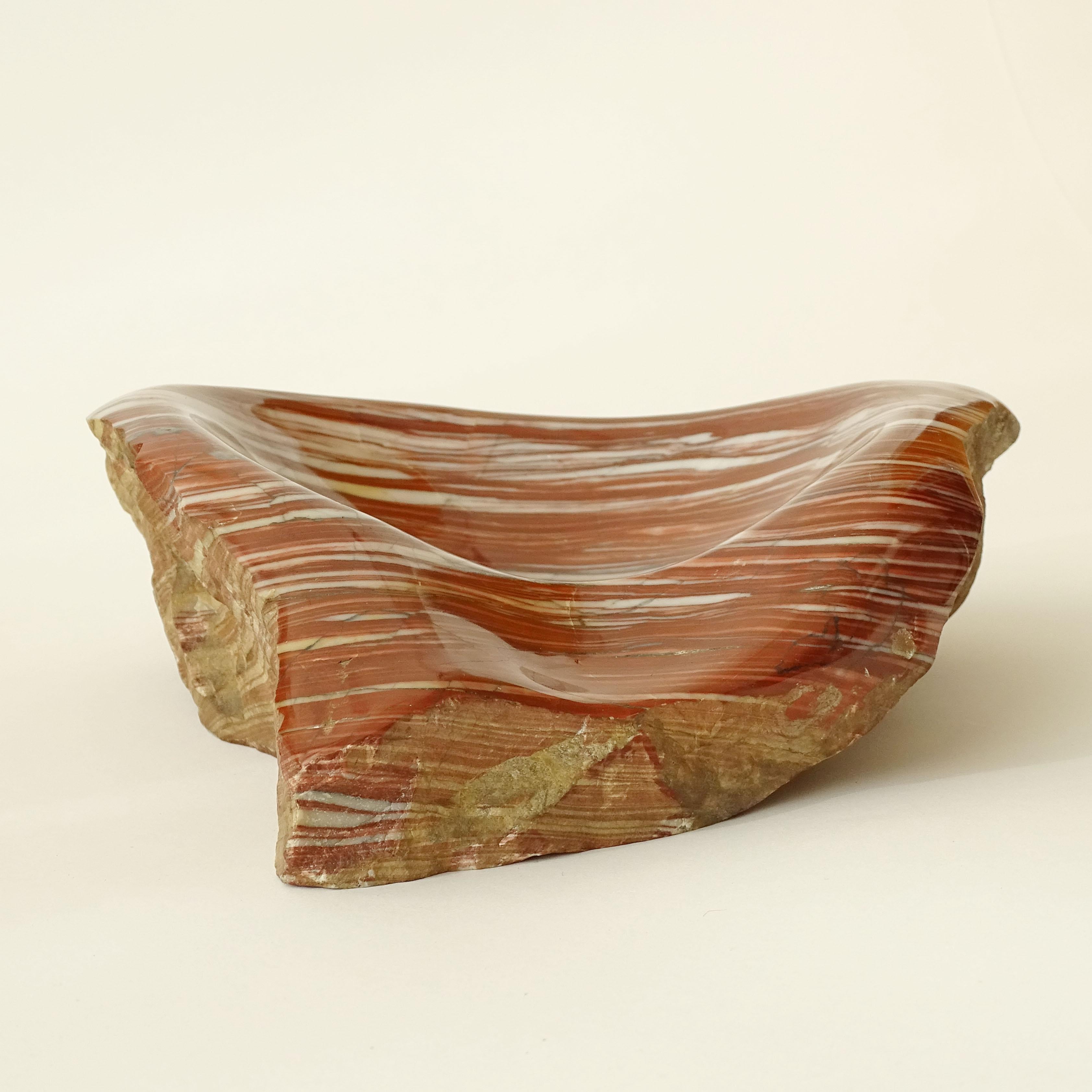 Splendid Rough Cut Red and White Stone Vide-Poche or Ashtray