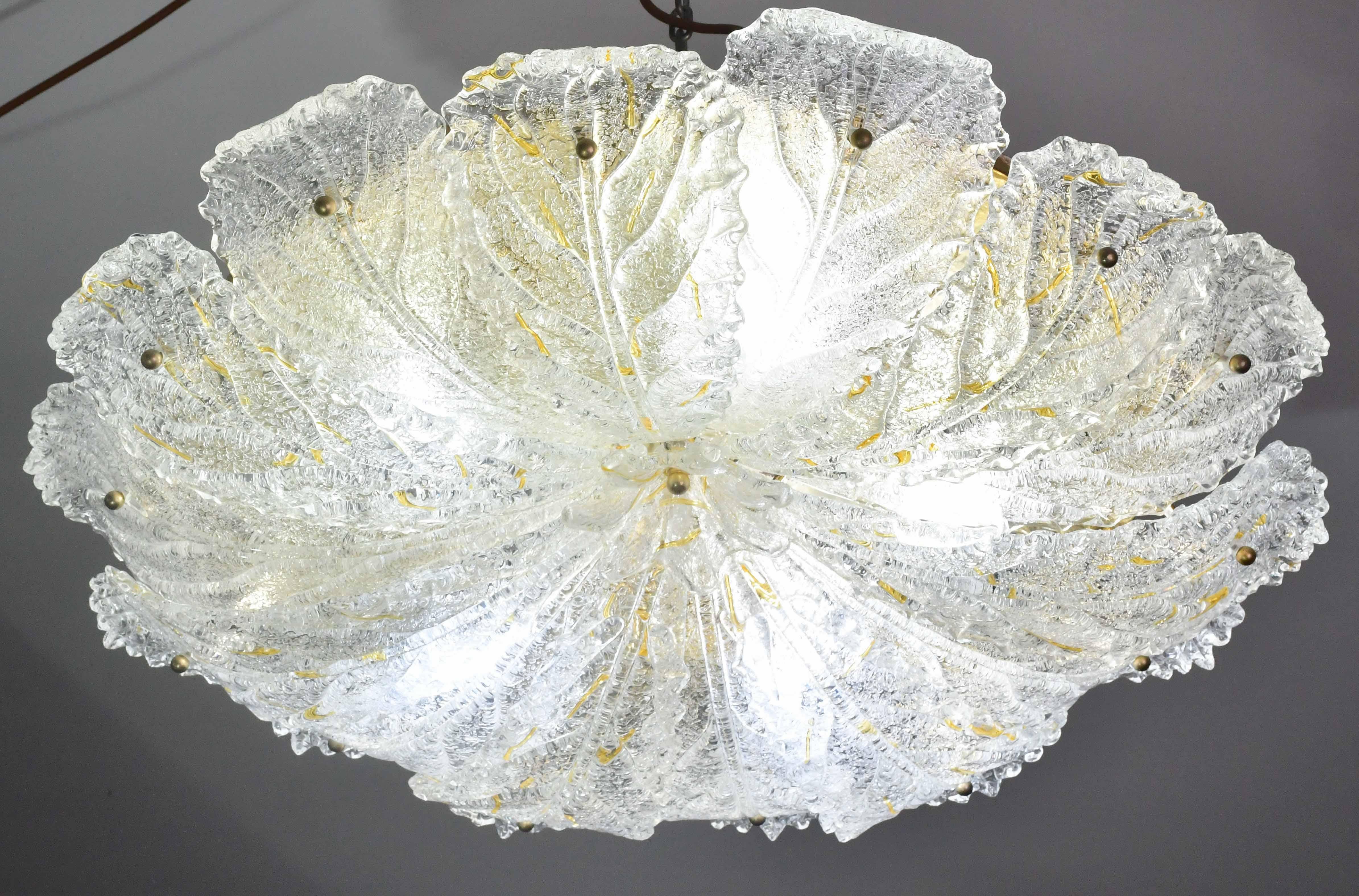 Splendida plafoniera in vetro di Murano giallo e trasparente di grandi dimensioni in vendita 4