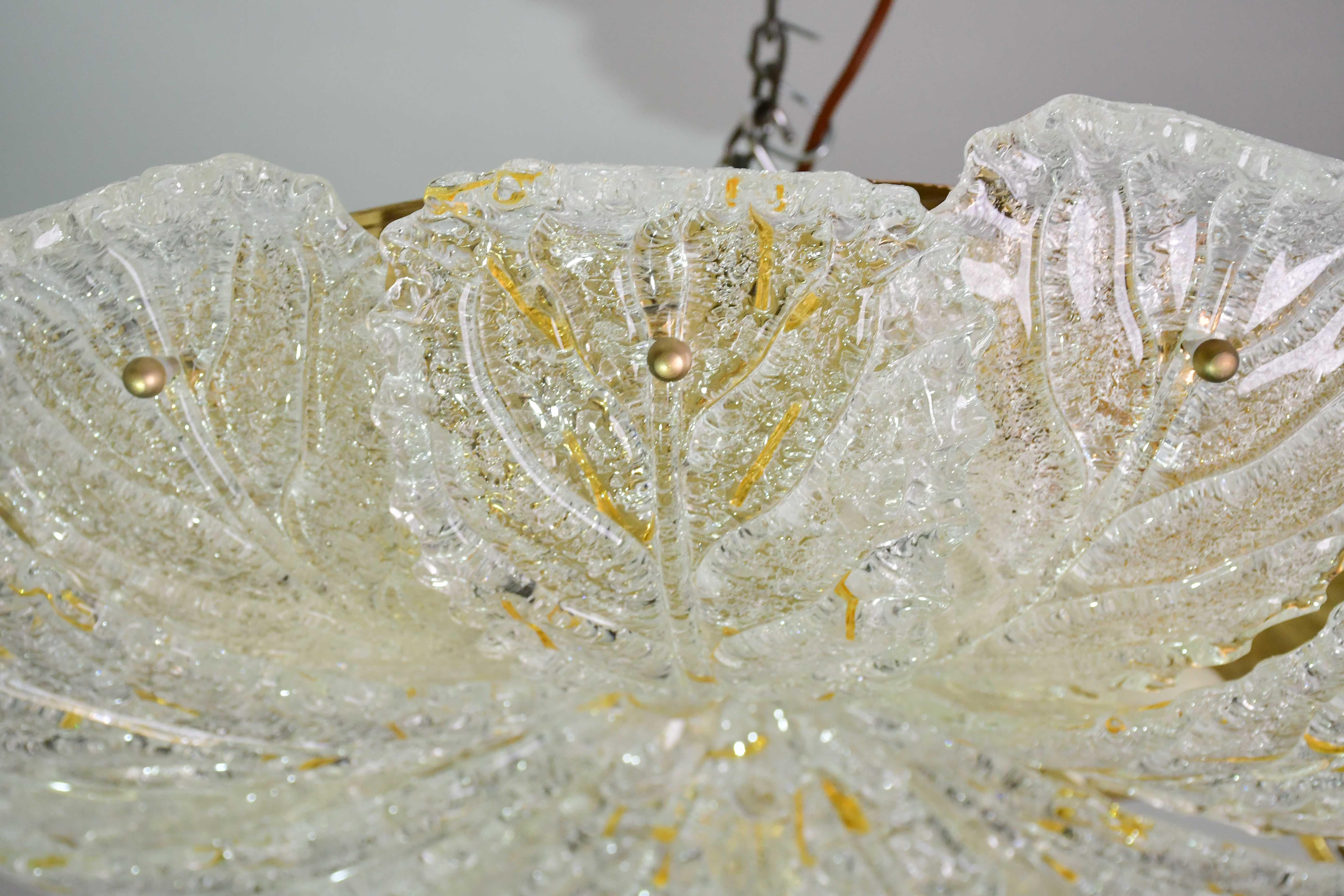 Splendida plafoniera in vetro di Murano giallo e trasparente di grandi dimensioni in vendita 6