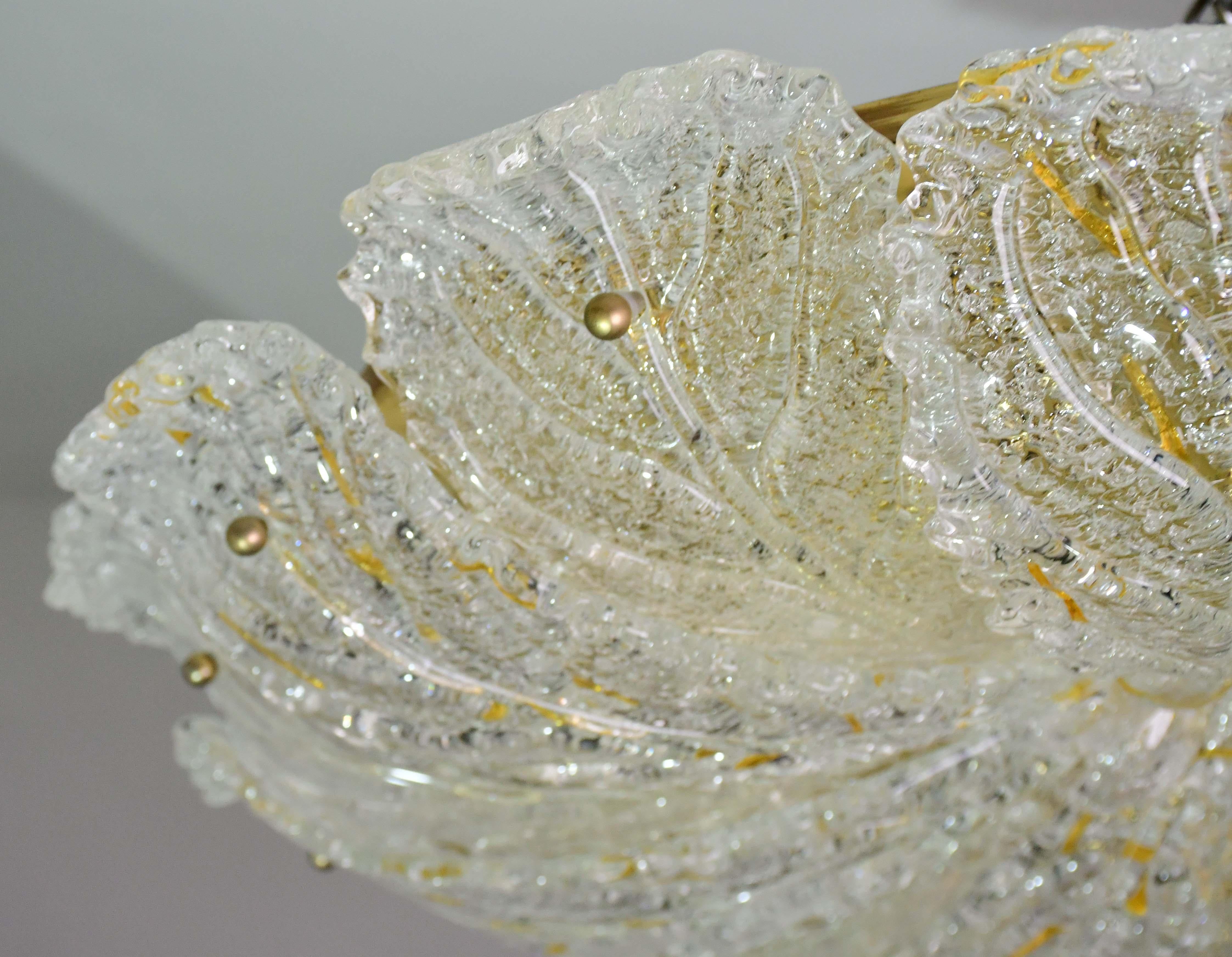 Splendida plafoniera in vetro di Murano giallo e trasparente di grandi dimensioni in vendita 7