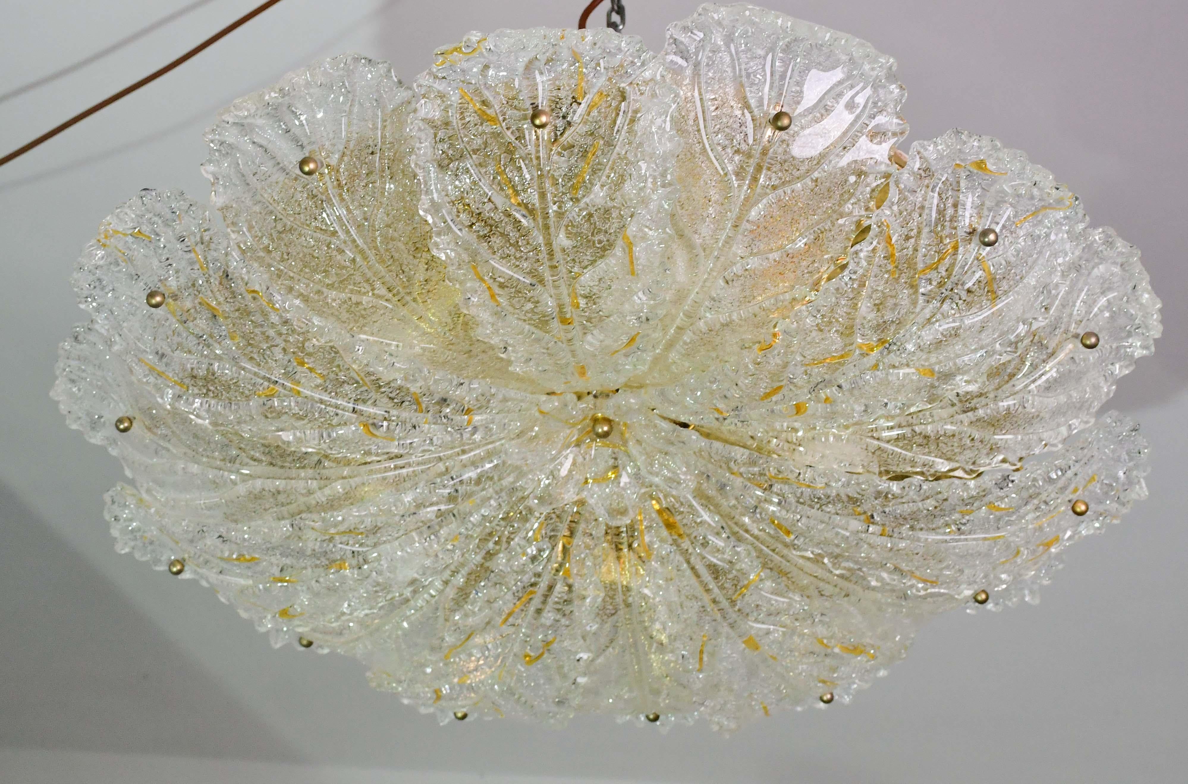 Splendida plafoniera in vetro di Murano giallo e trasparente di grandi dimensioni in vendita 8