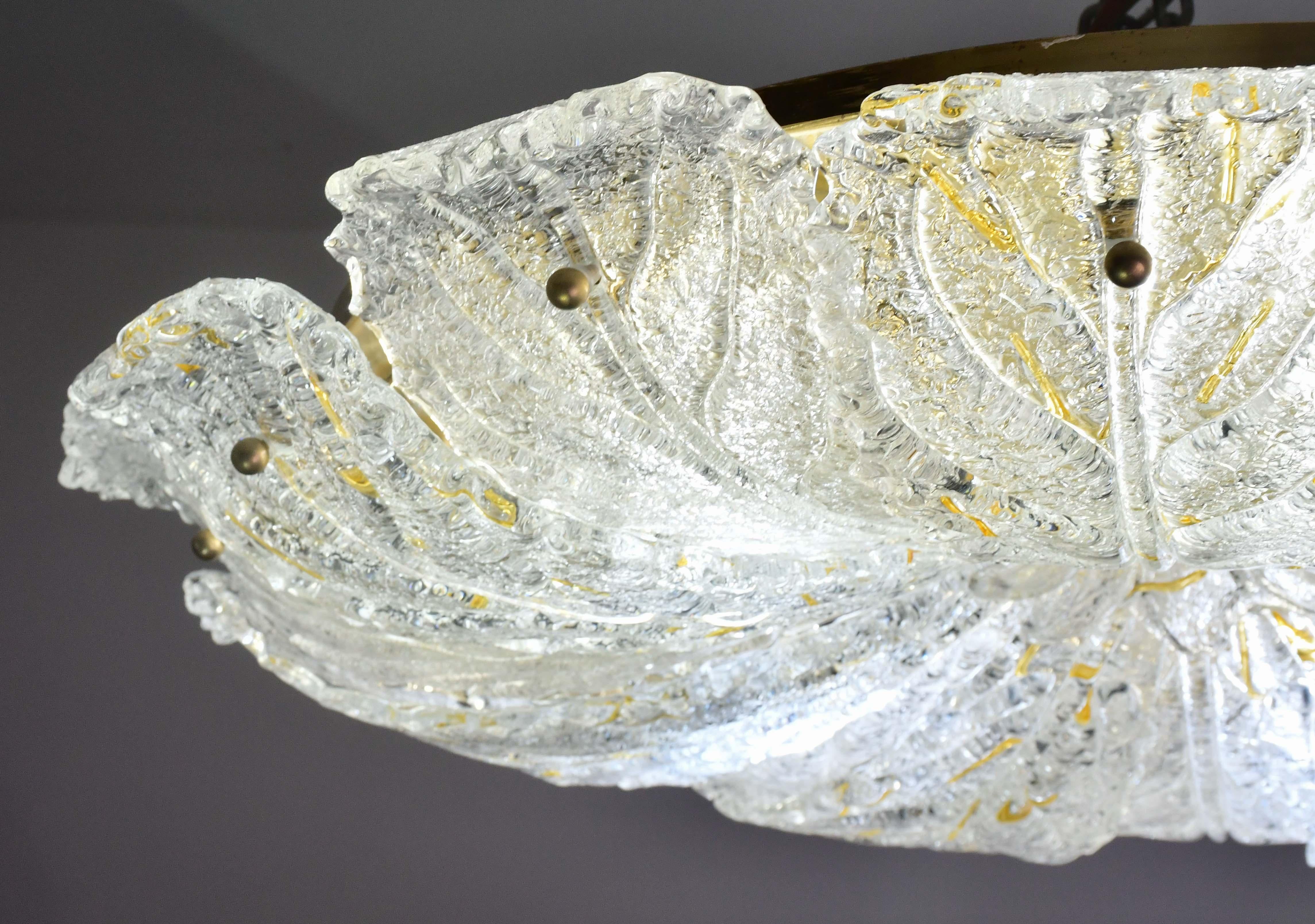 Europeo Splendida plafoniera in vetro di Murano giallo e trasparente di grandi dimensioni in vendita