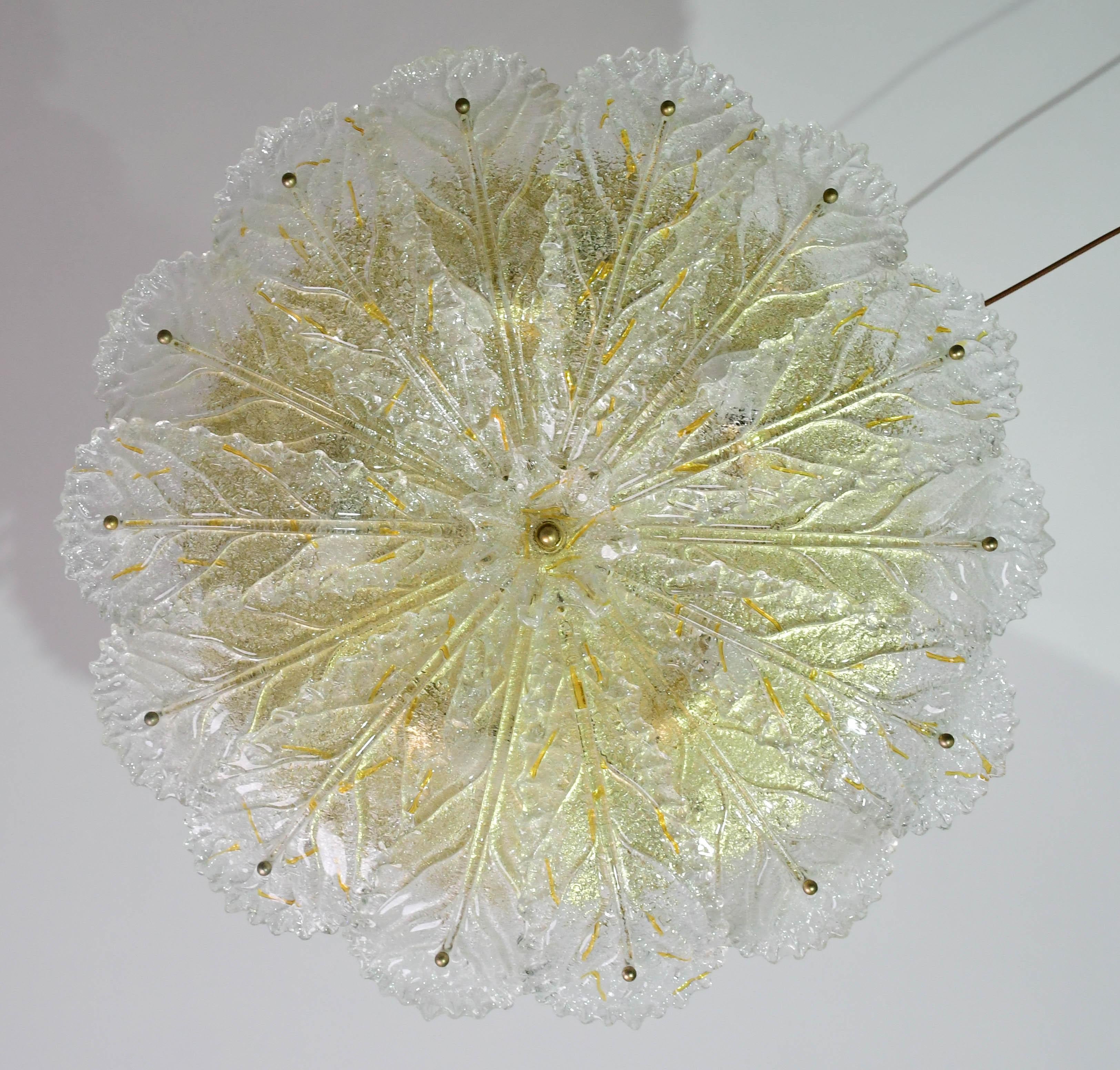 Splendida plafoniera in vetro di Murano giallo e trasparente di grandi dimensioni In condizioni buone in vendita a Roma, IT