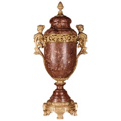 Vintage Splendid Lided Vase Marble in the Style of Louis XVI Bronze