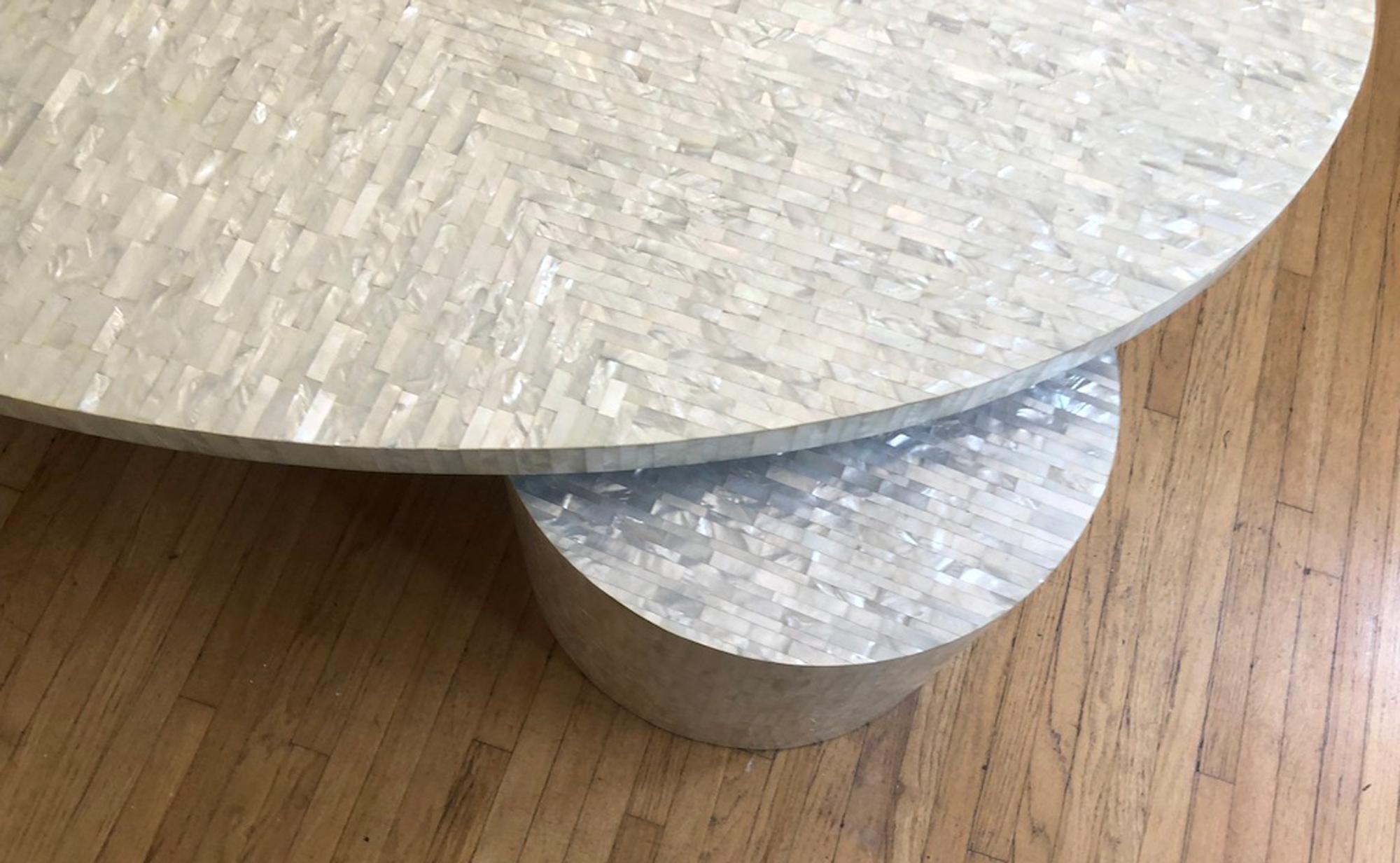 Post-Modern Splendid unique Memphis style mother of pearl coffee table For Sale