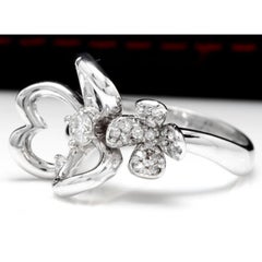 Splendid Natural Diamond 14 Karat Solid White Gold Flower Ring