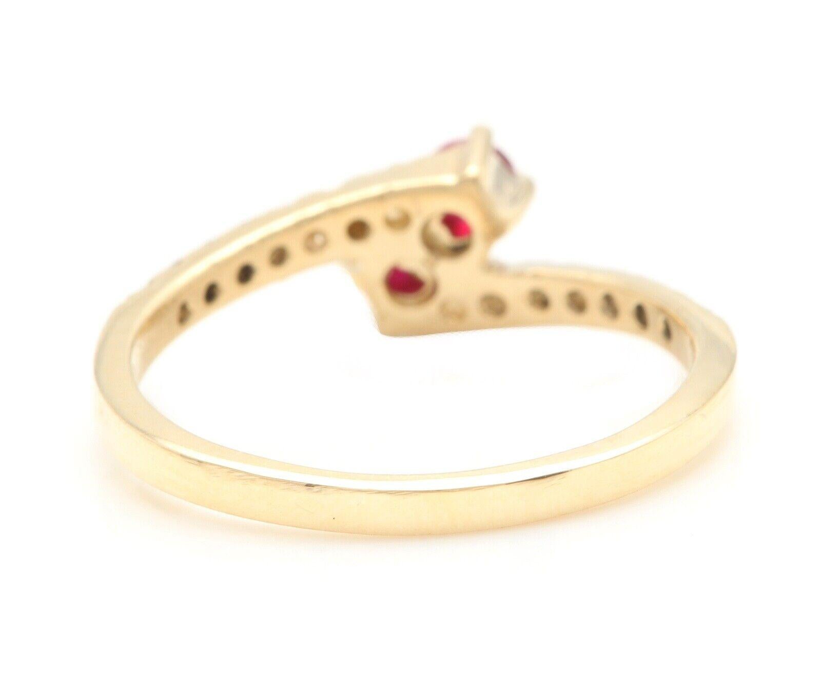 Women's Splendid Natural Ruby and Diamond 14K Solid Yellow Gold Ring For Sale