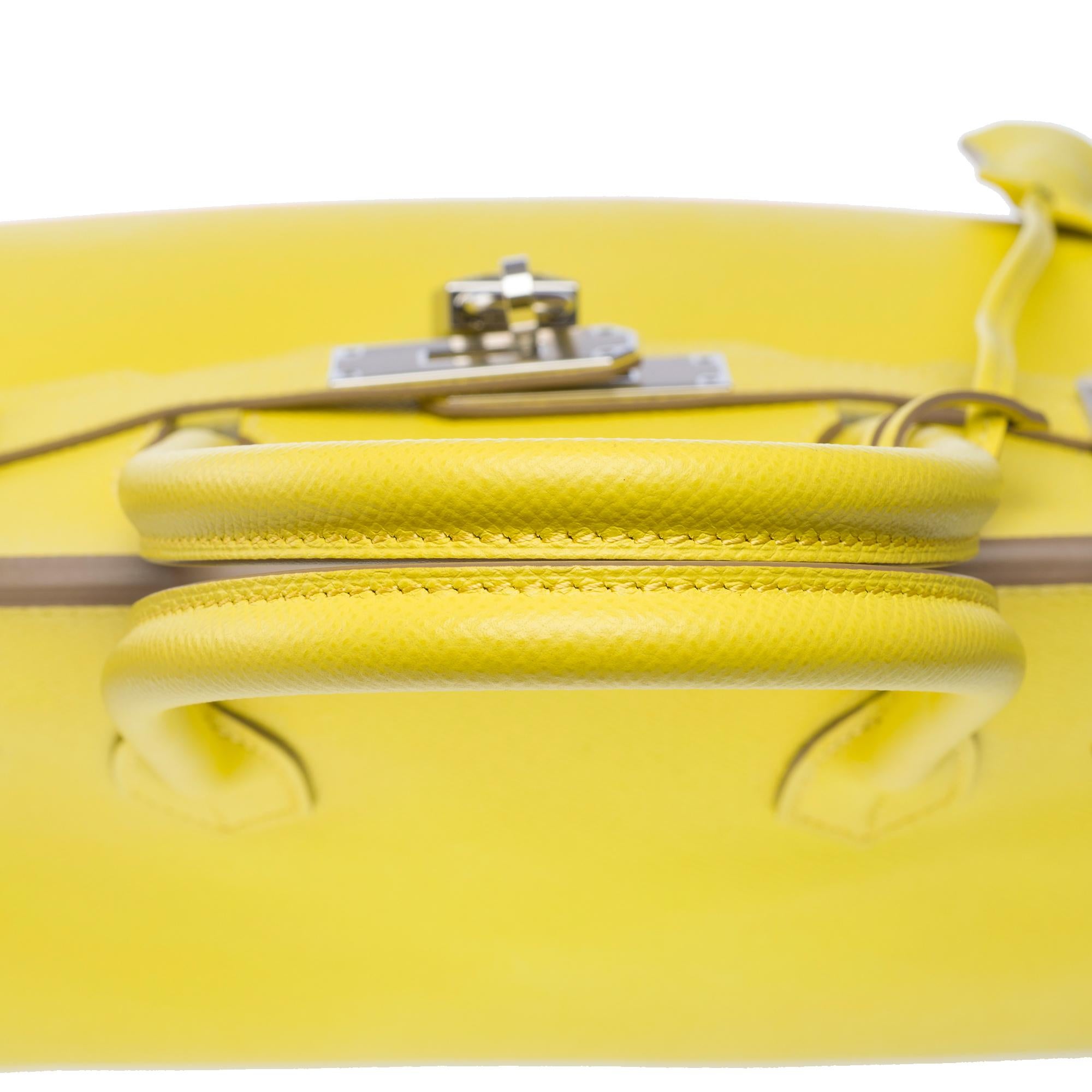 Splendid New Hermes Birkin 30 handbag in Lime Epsom leather, SHW For Sale 6