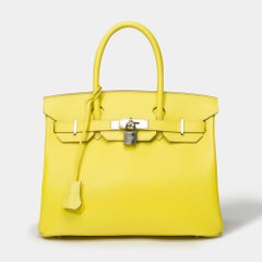 Splendid New Hermes Birkin 30 handbag in Lime Epsom leather, SHW