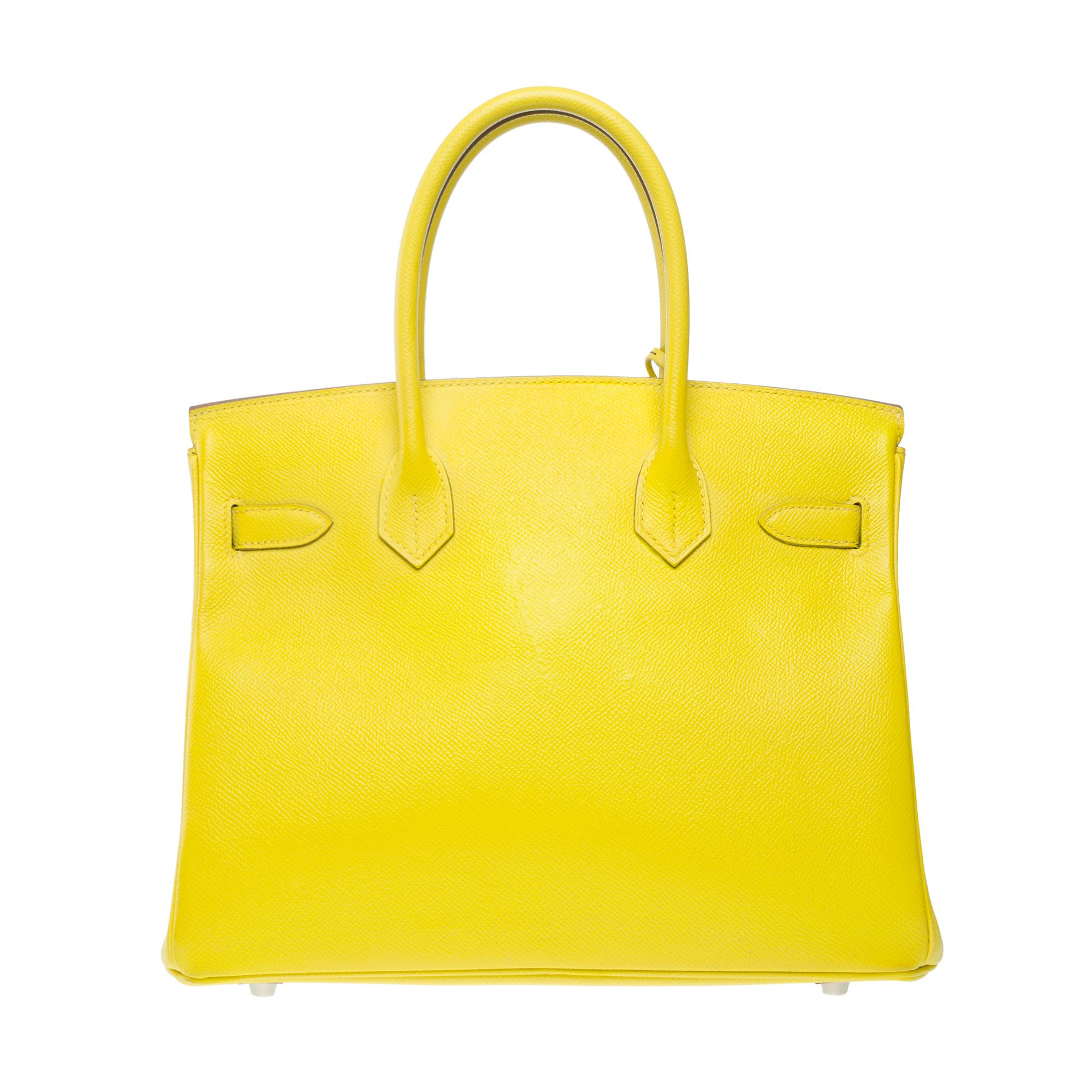 Women's Splendid New Hermes Birkin 30 handbag in Lime Epsom leather, SHW For Sale