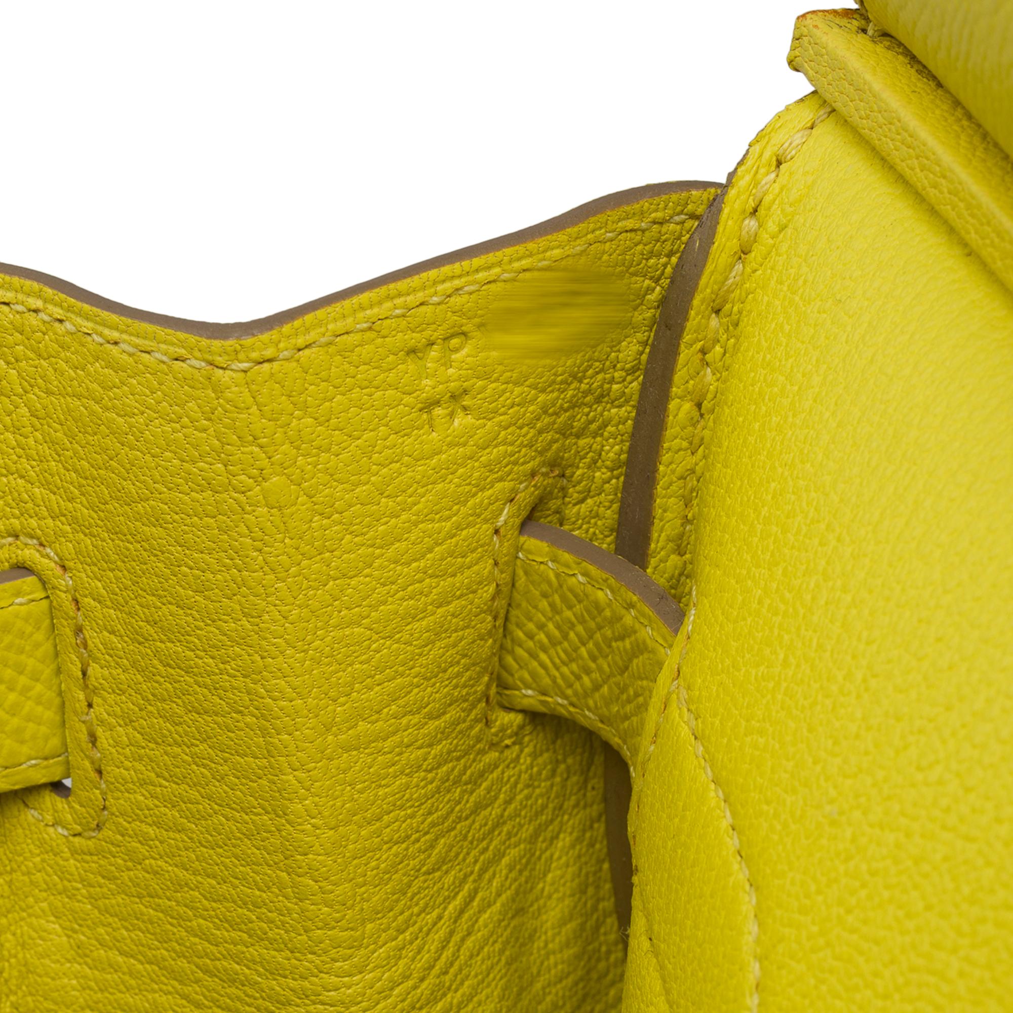 Splendid New Hermes Birkin 30 handbag in Lime Epsom leather, SHW For Sale 4