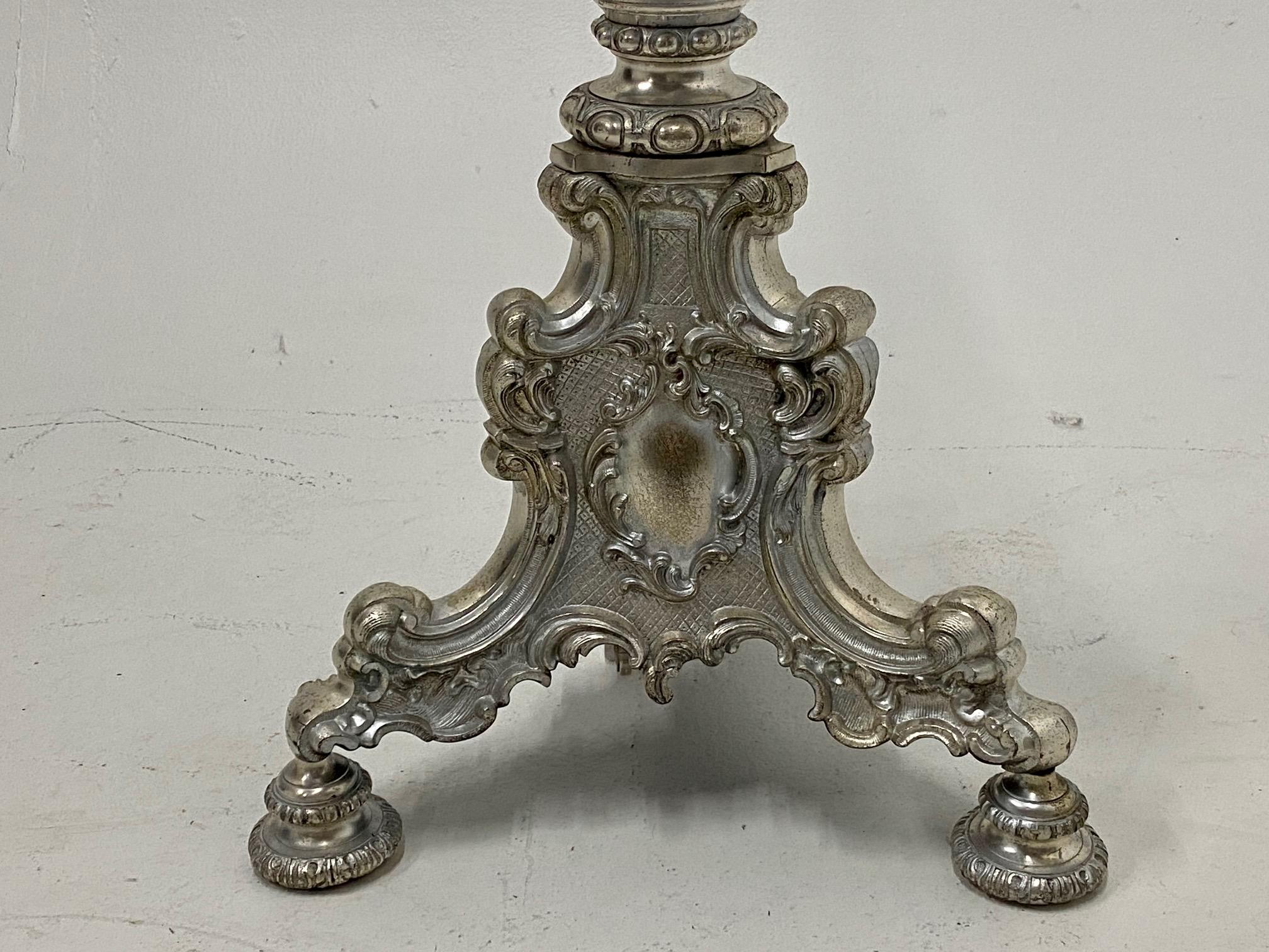 Louis XV Splendid Ornate Silverplate & Bronze French Floor Lamp