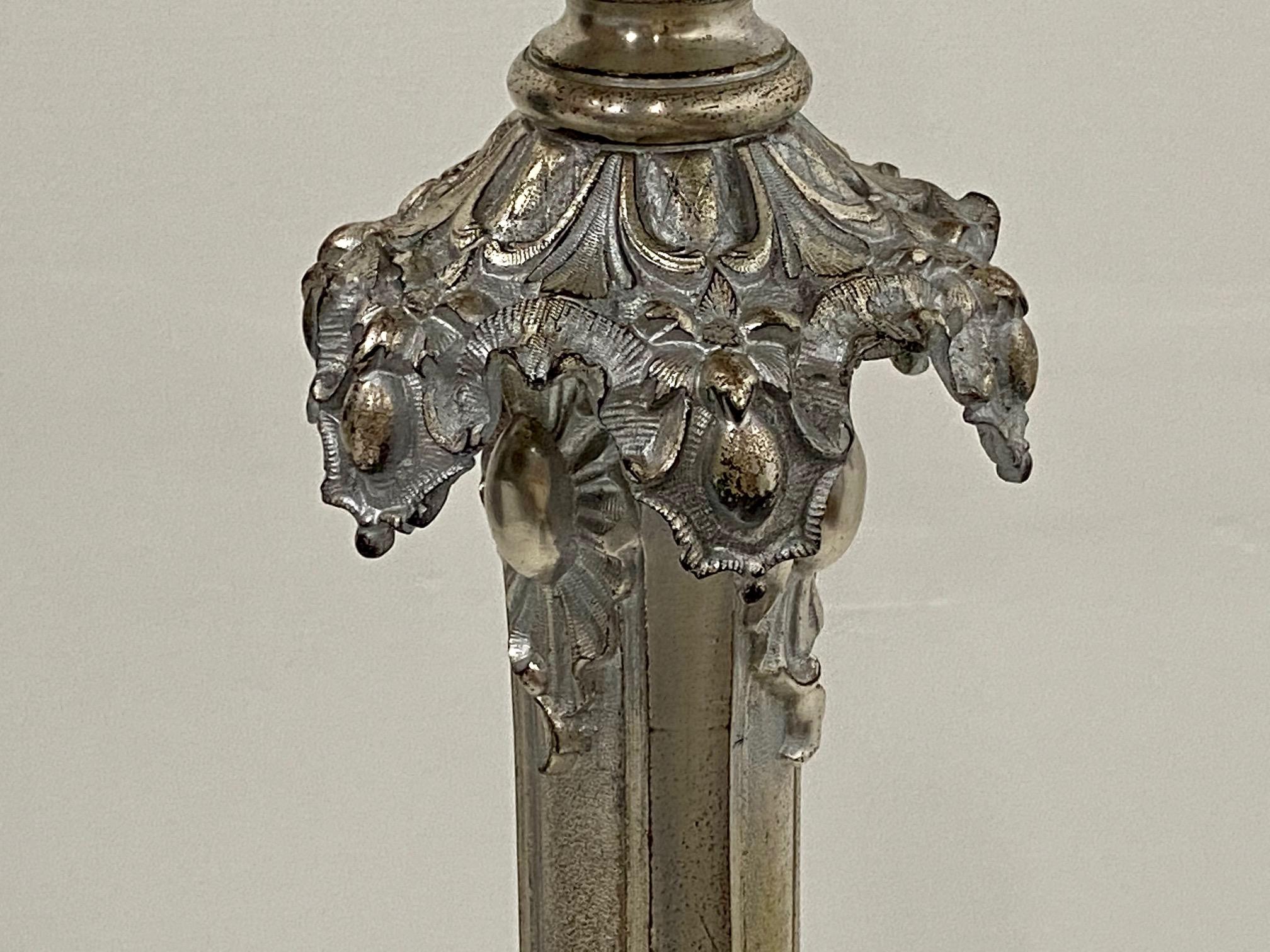 Splendid Ornate Silverplate & Bronze French Floor Lamp 2