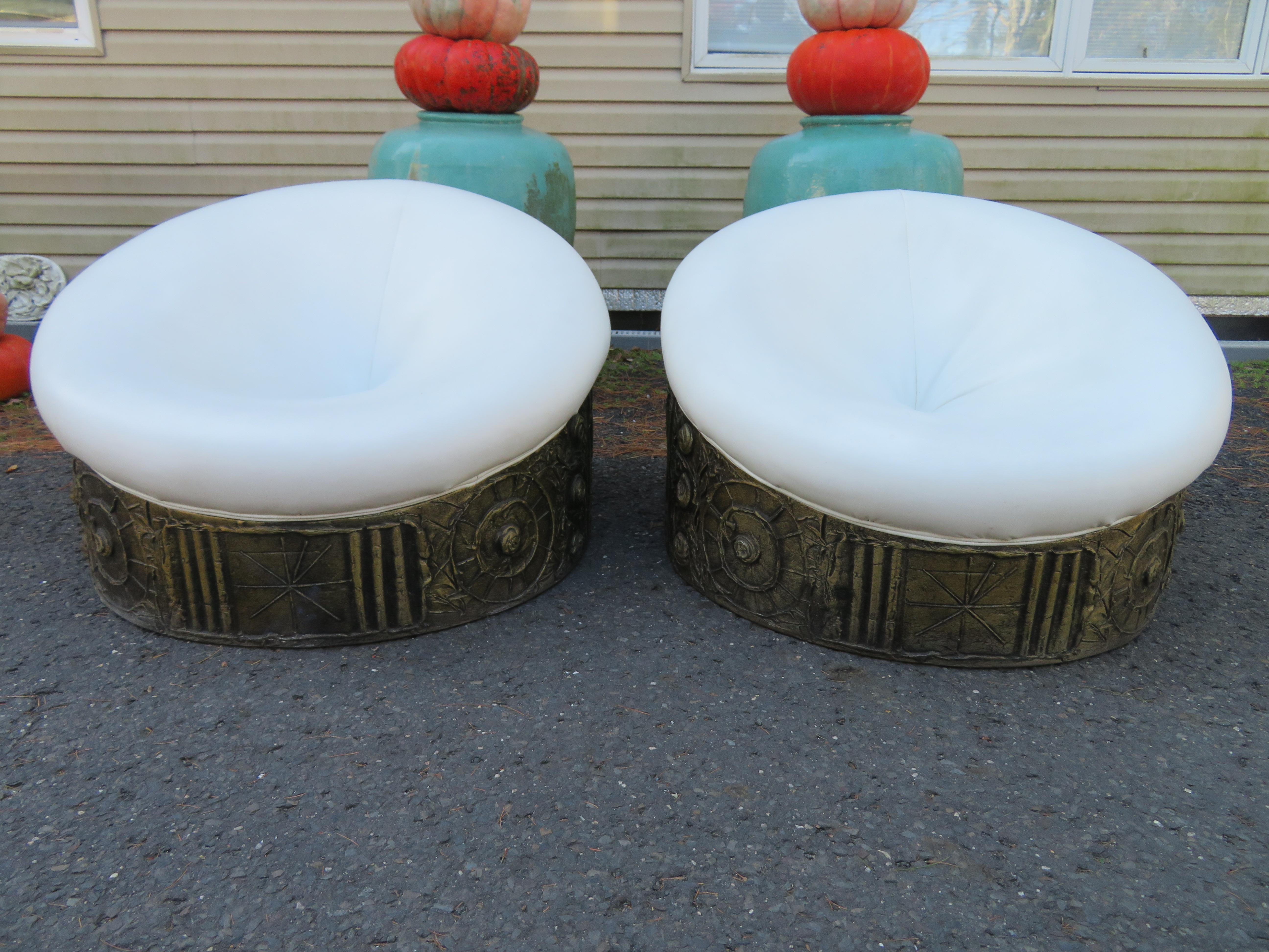 Mid-Century Modern Splendide paire de chaises Pod brutalistes Adrian Pearsall, mi-sicle moderne en vente
