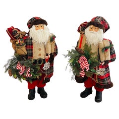 Splendid Pair Large Santa Claus Display Figures