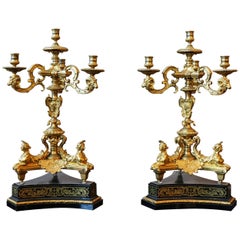 Splendid Pair of Candelabras, Gilt-Bronze, Louis XIV Style, France, circa 1880