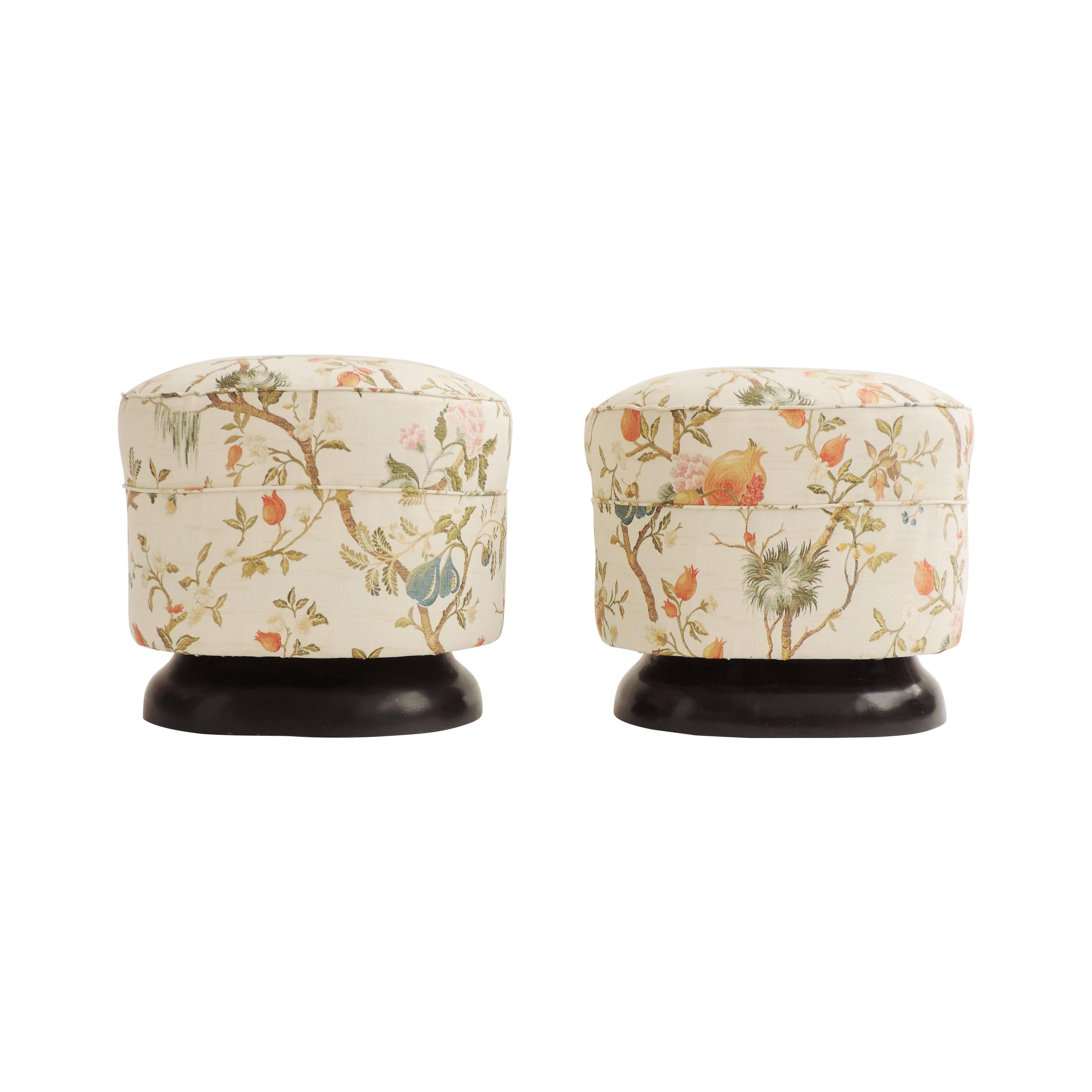 Splendid Pair of Italian 1930s Oval Stools