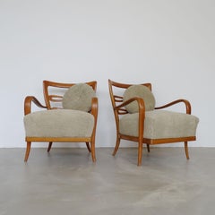 Splendid Pair of Italian 1940s Cherry Wood Armchairs