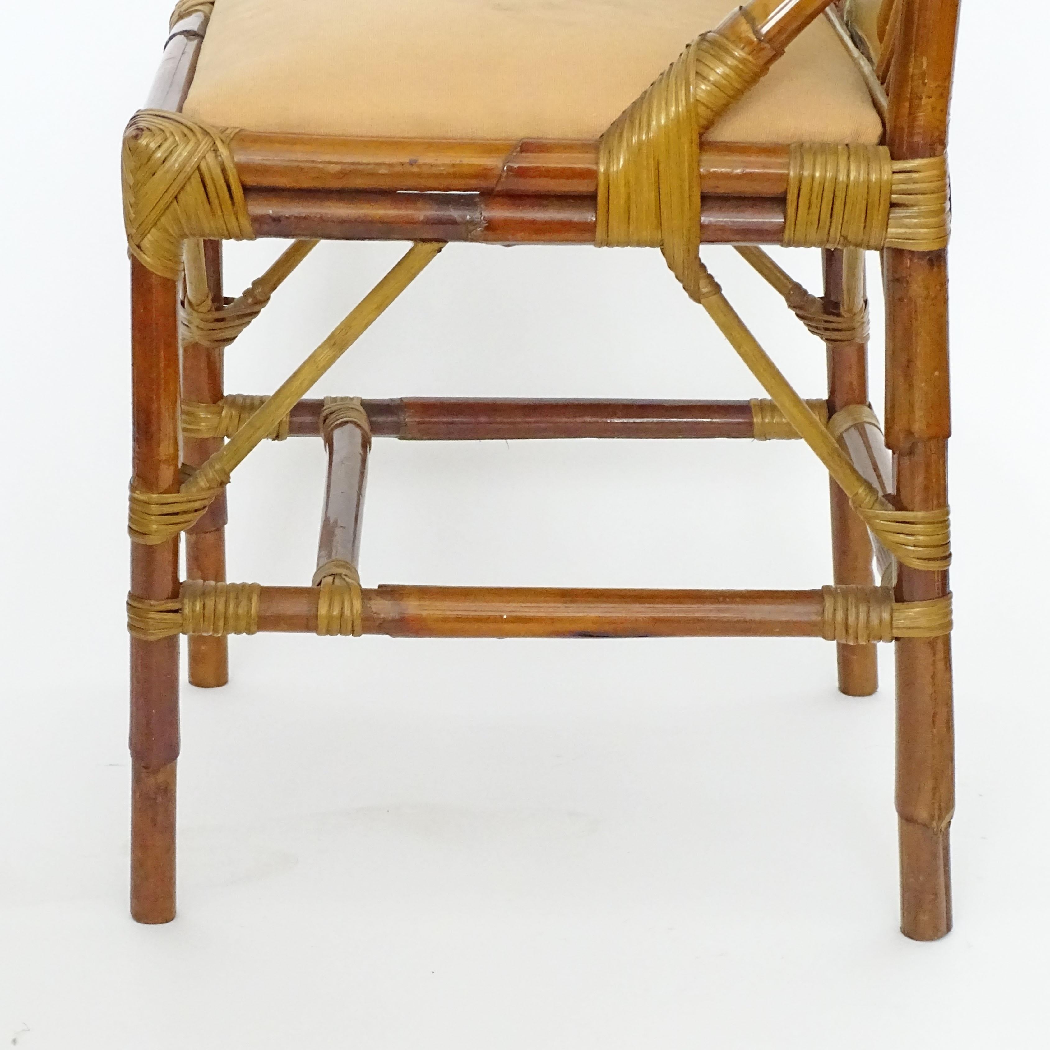 Splendid Pair of Italian 1970s Bamboo and Brass Chairs In Good Condition For Sale In Milan, IT