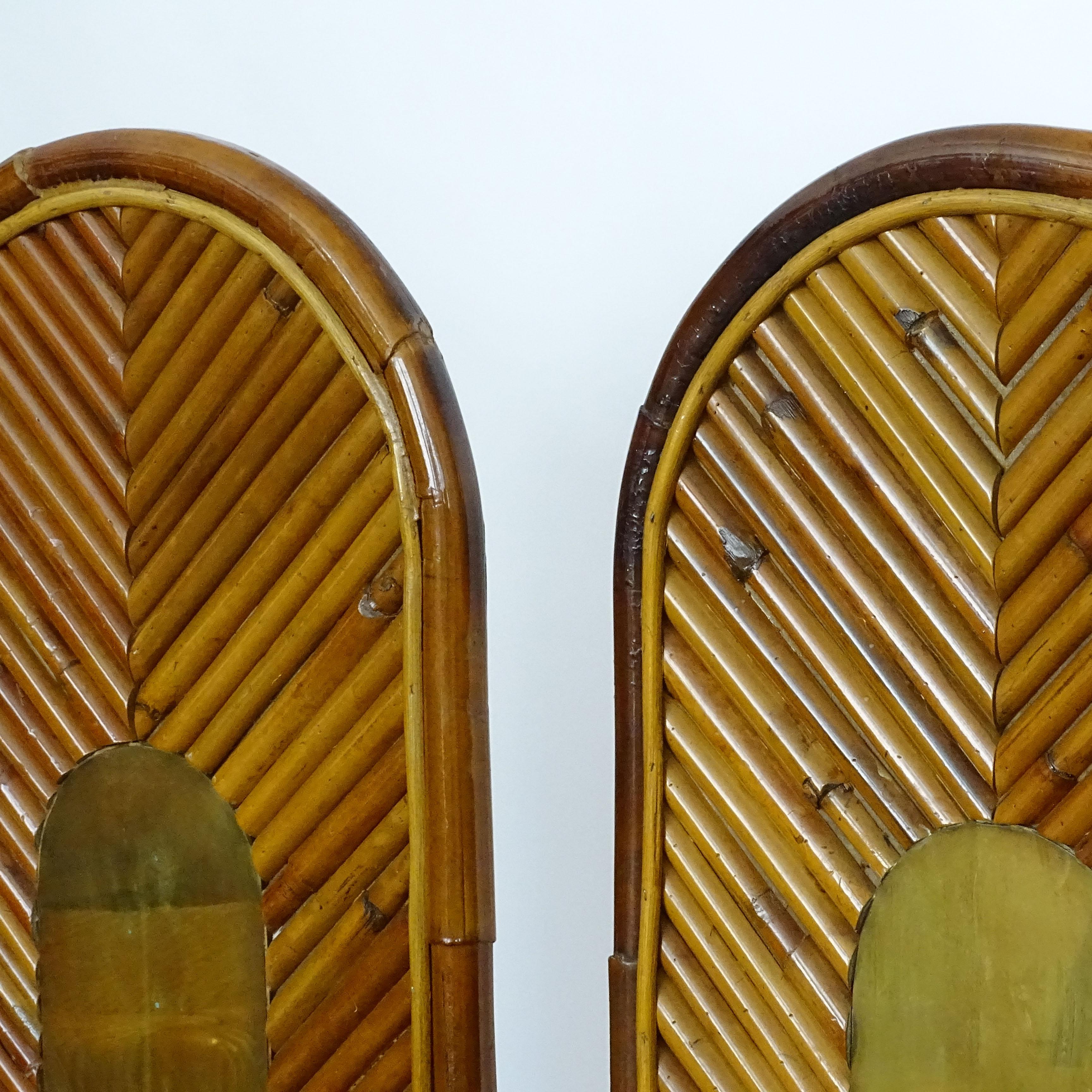 Splendid Pair of Italian 1970s Bamboo and Brass Chairs For Sale 3