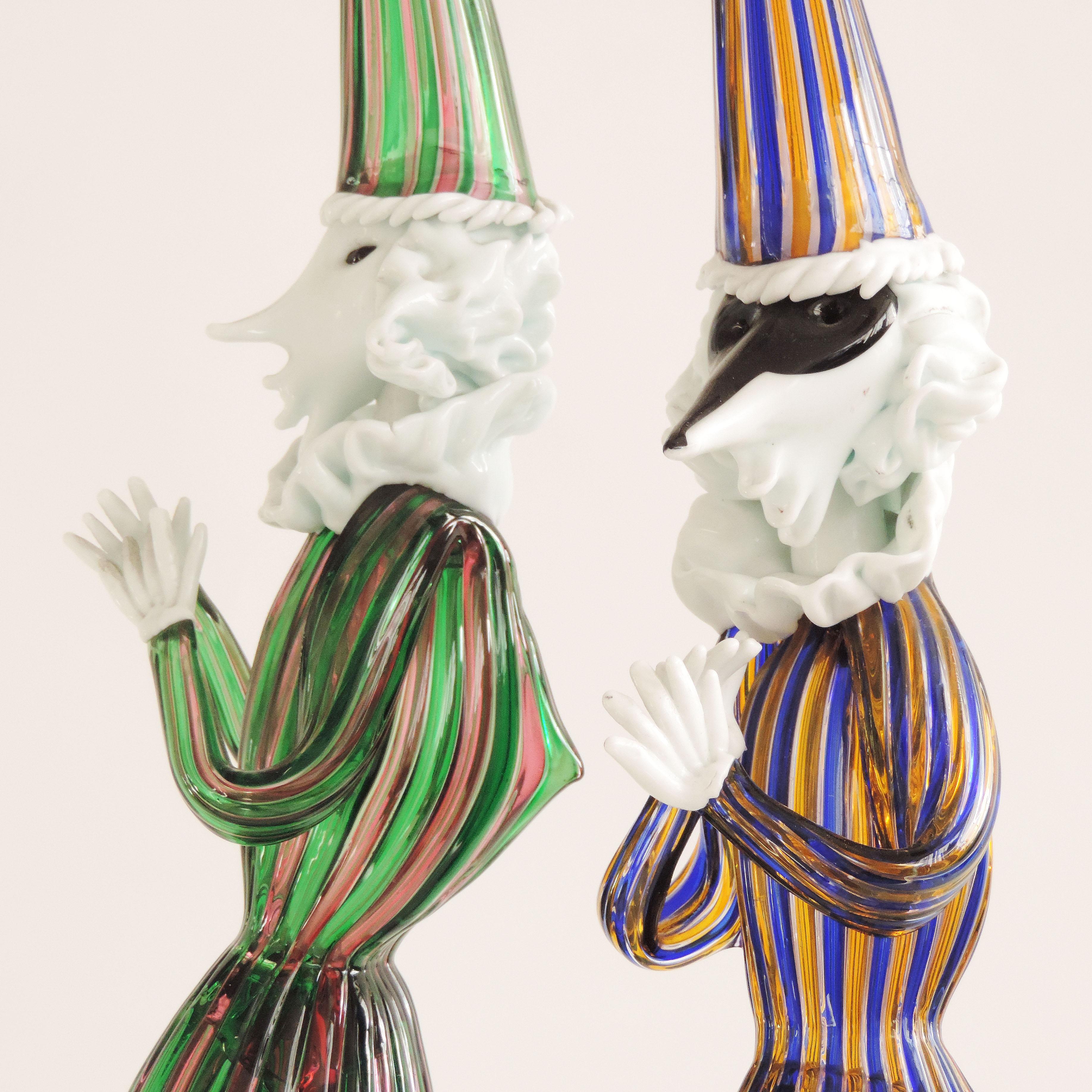 Verre de Murano Splendide paire de figurines de Murano, Italie, années 1950 en vente