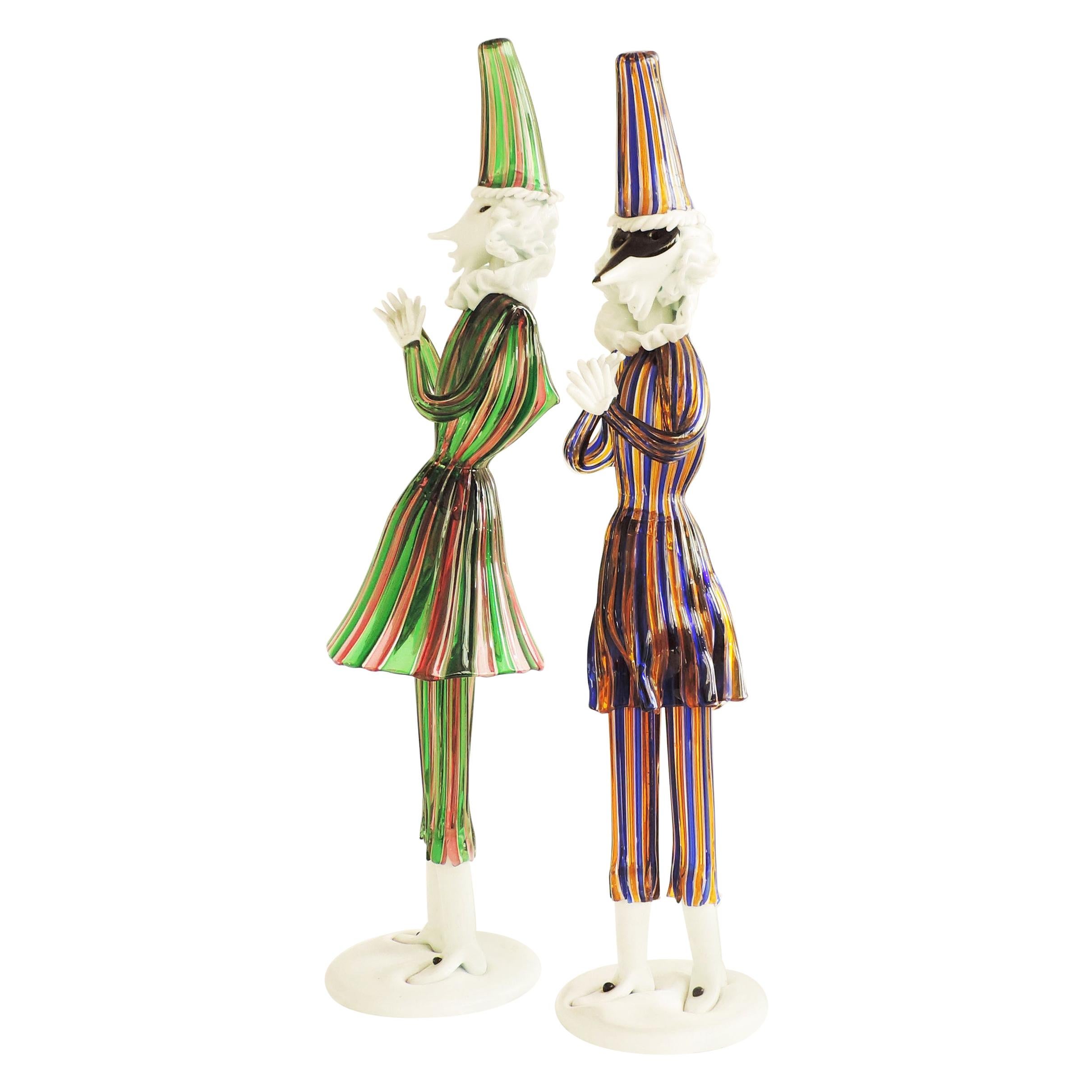 Splendid Pair of Murano Figurines, Italy 1950s For Sale