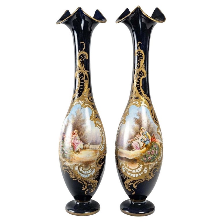 Sevres Sign Splendid Pair of Porcelain Vases from Sevres, Signed For Sale at 1stDibs