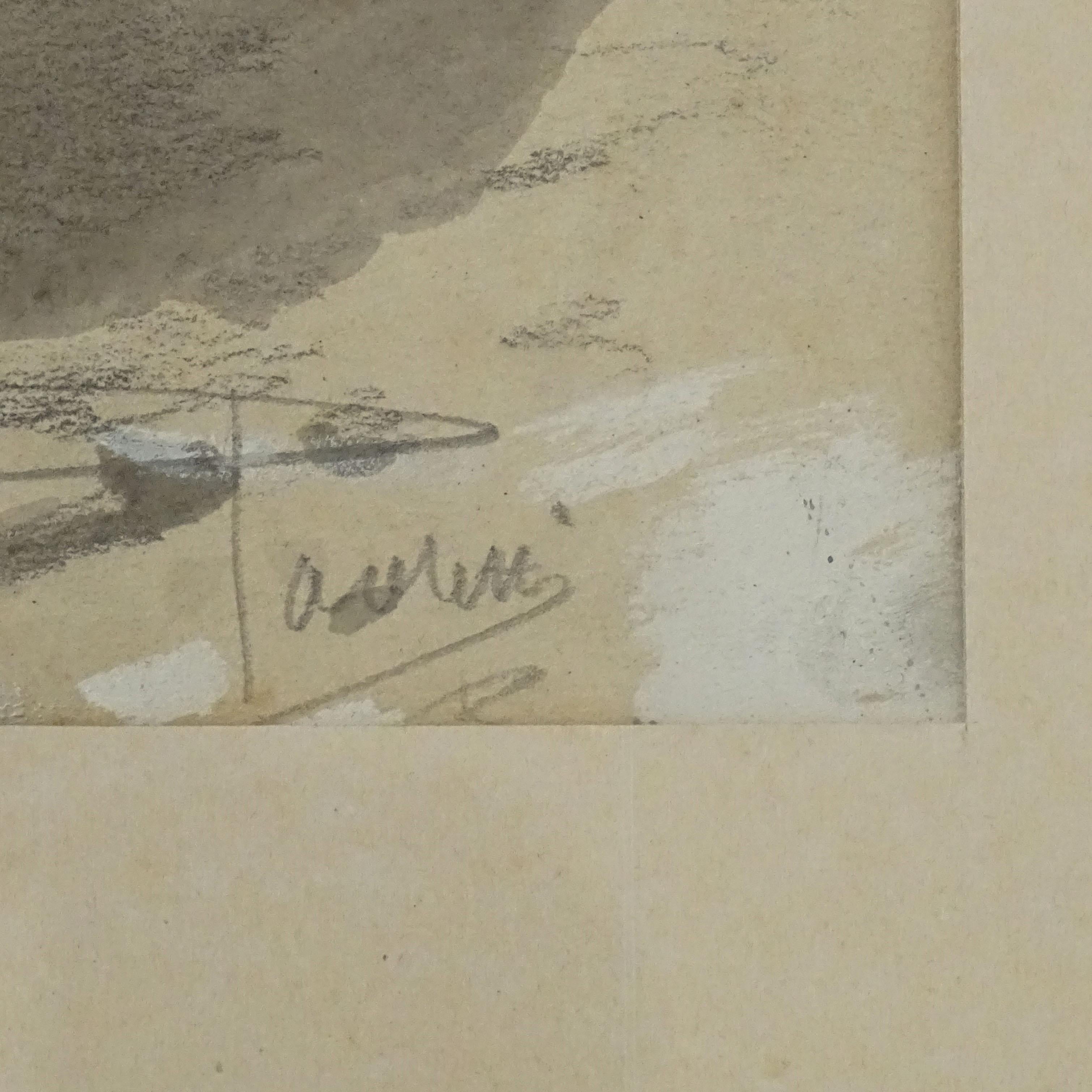 Glass Splendid Pencil and Paint Drawing Of a Standing Bear, Italy 1920s For Sale