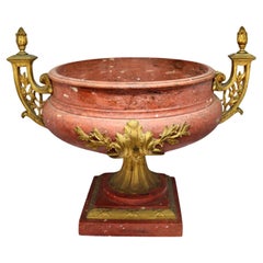 Splendid Red Marble Vase with a Neoclassical Stand 19th Century, Napoleon III