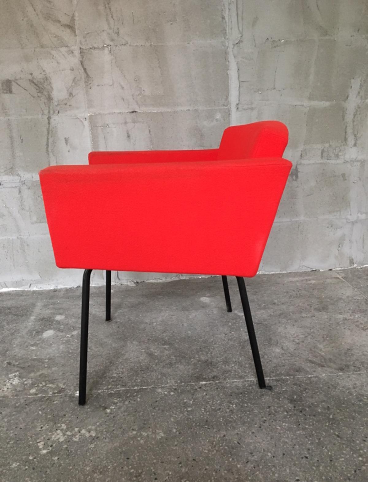 Splendid Red Pierre Guariche Council Armchairs for Meurop, 1960s In Good Condition For Sale In Sofia, BG