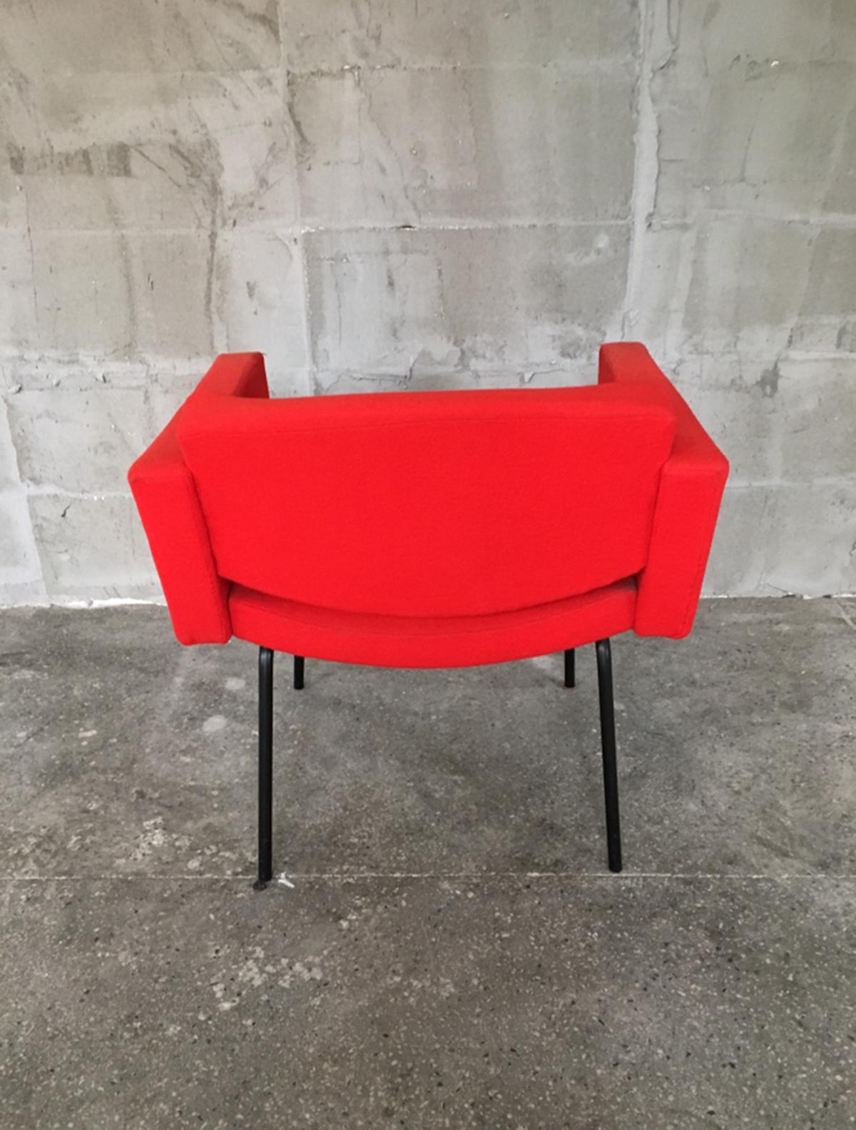 Mid-20th Century Splendid Red Pierre Guariche Council Armchairs for Meurop, 1960s For Sale