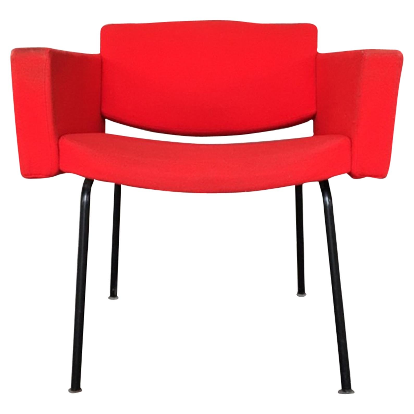 Splendid Red Pierre Guariche Council Armchairs for Meurop, 1960s For Sale